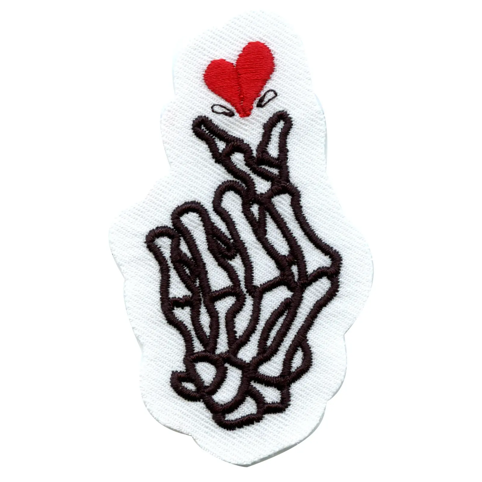 K-Pop Heart Skeleton Fingers Embroidered Iron On Patch