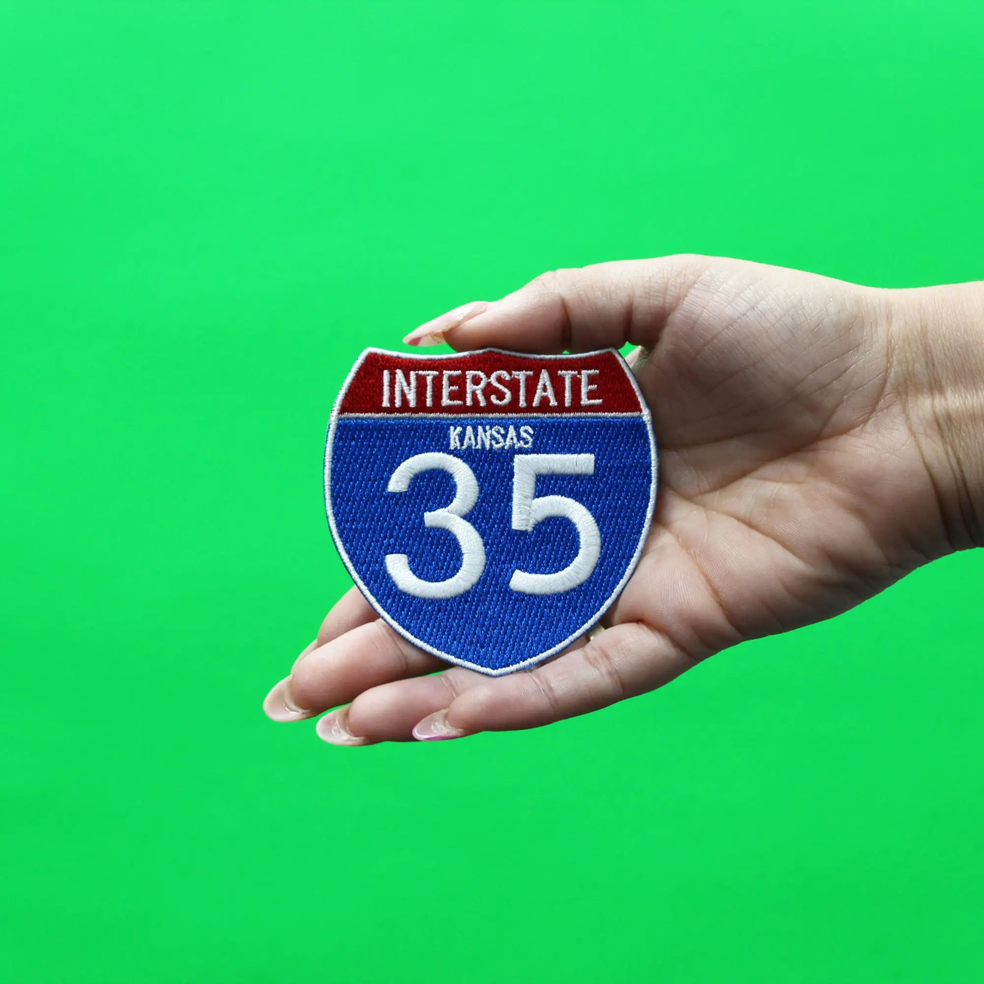 Kansas Interstate I-35 Sign Embroidered Iron On Patch - Image 2
