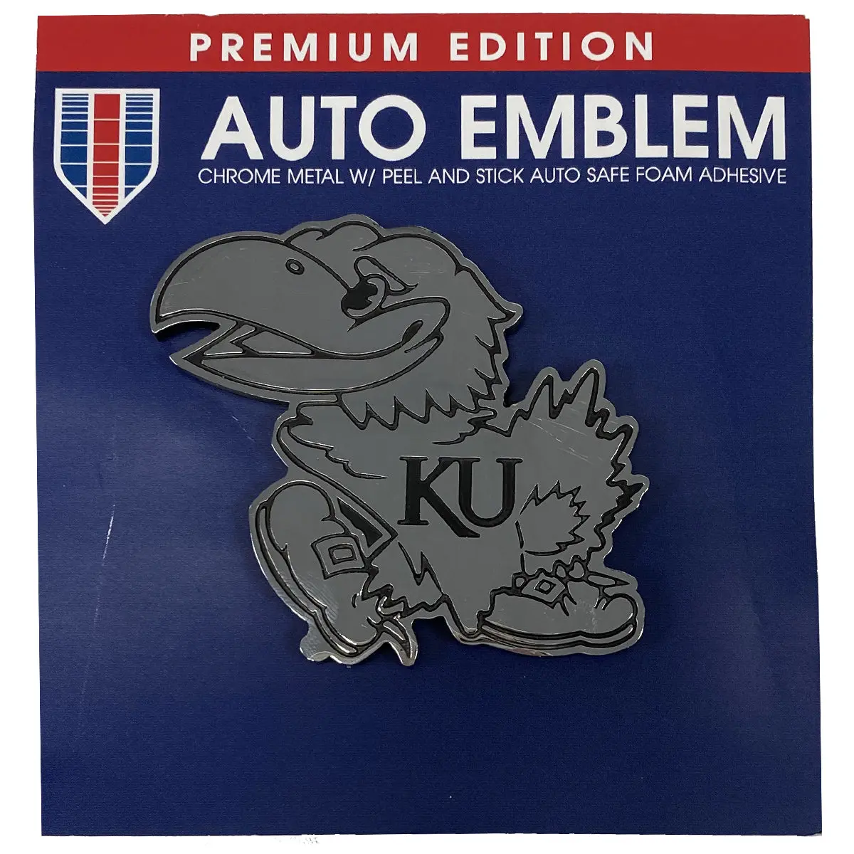 Kansas Jayhawks Premium Solid Metal Chrome Plated Car Auto Emblem - Image 2