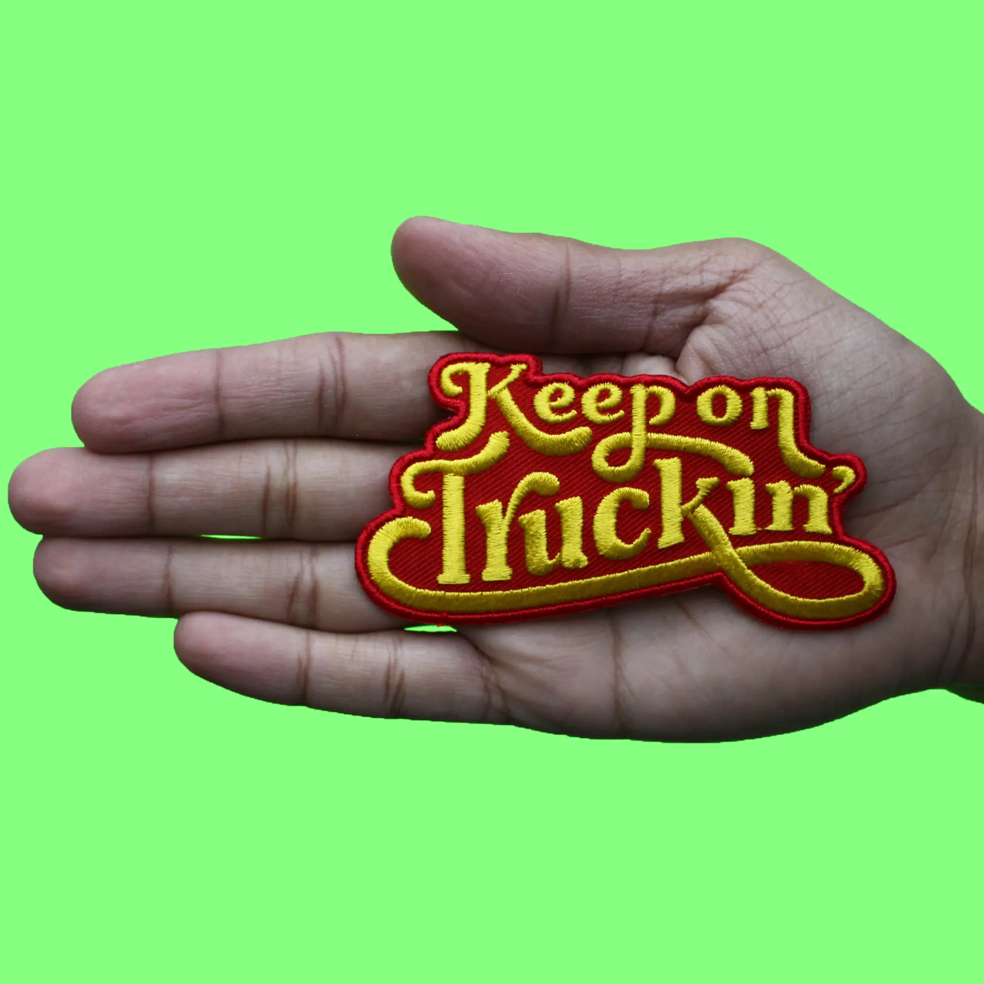 Keep On Truckin' Patch Vehicle Script Saying Embroidered Iron On - Image 2