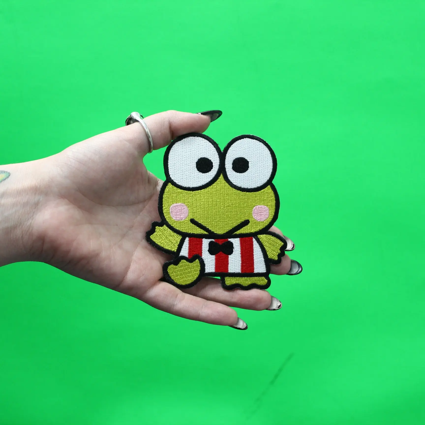 Keroppi Waving Patch Hello Kitty Cartoon Embroidered Iron On - Image 2