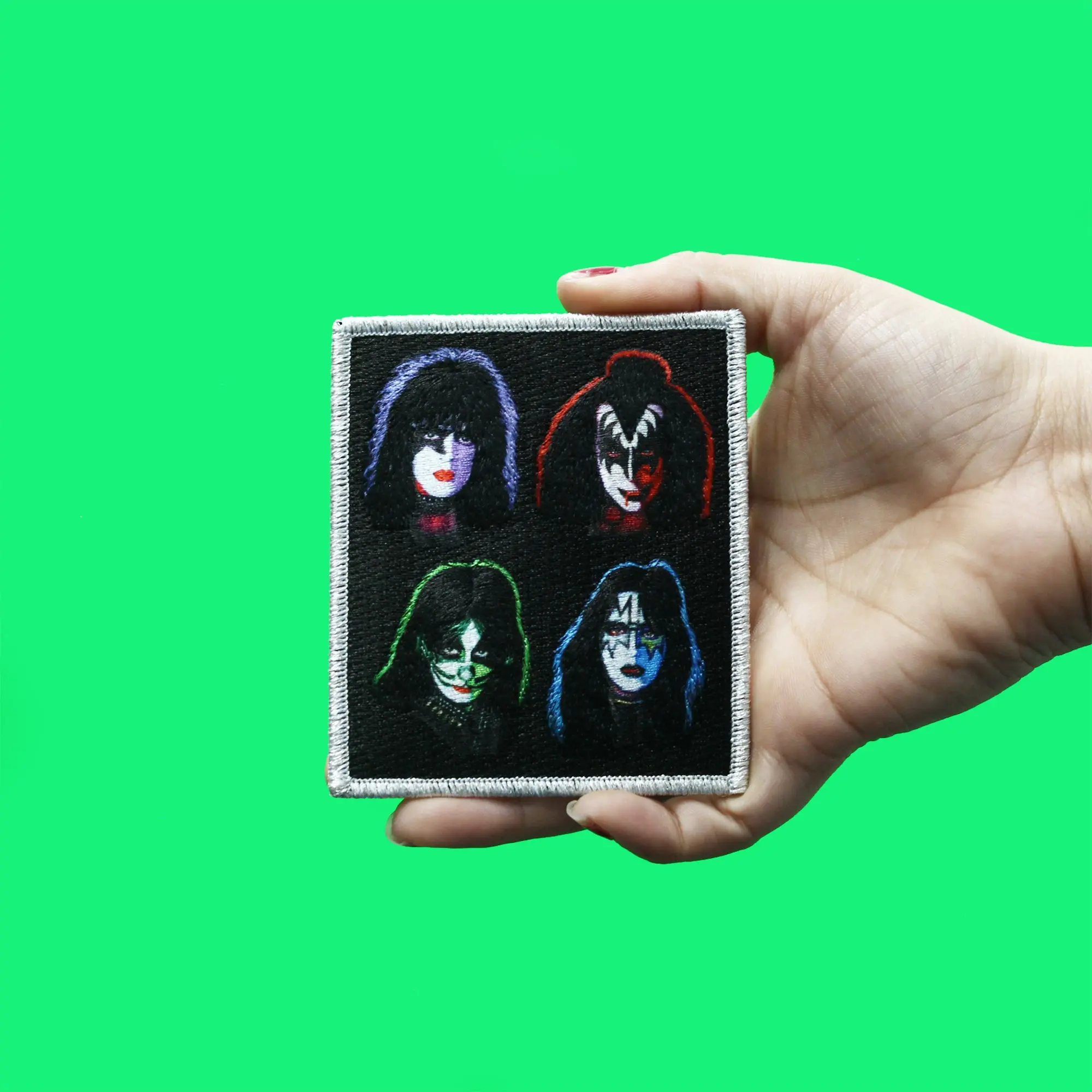 KISS Band Member Faces Patch Colorful Iconic Embroidered Iron On - Image 2