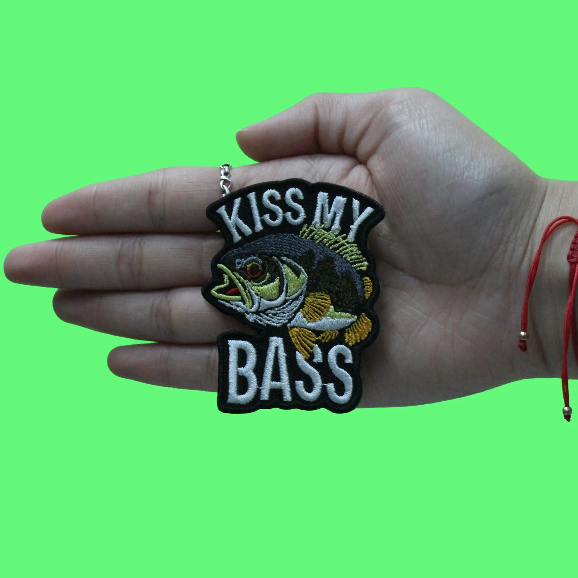 Kiss My Bass Patch Funny Fishing  Meme Embroidered Iron On - Image 2