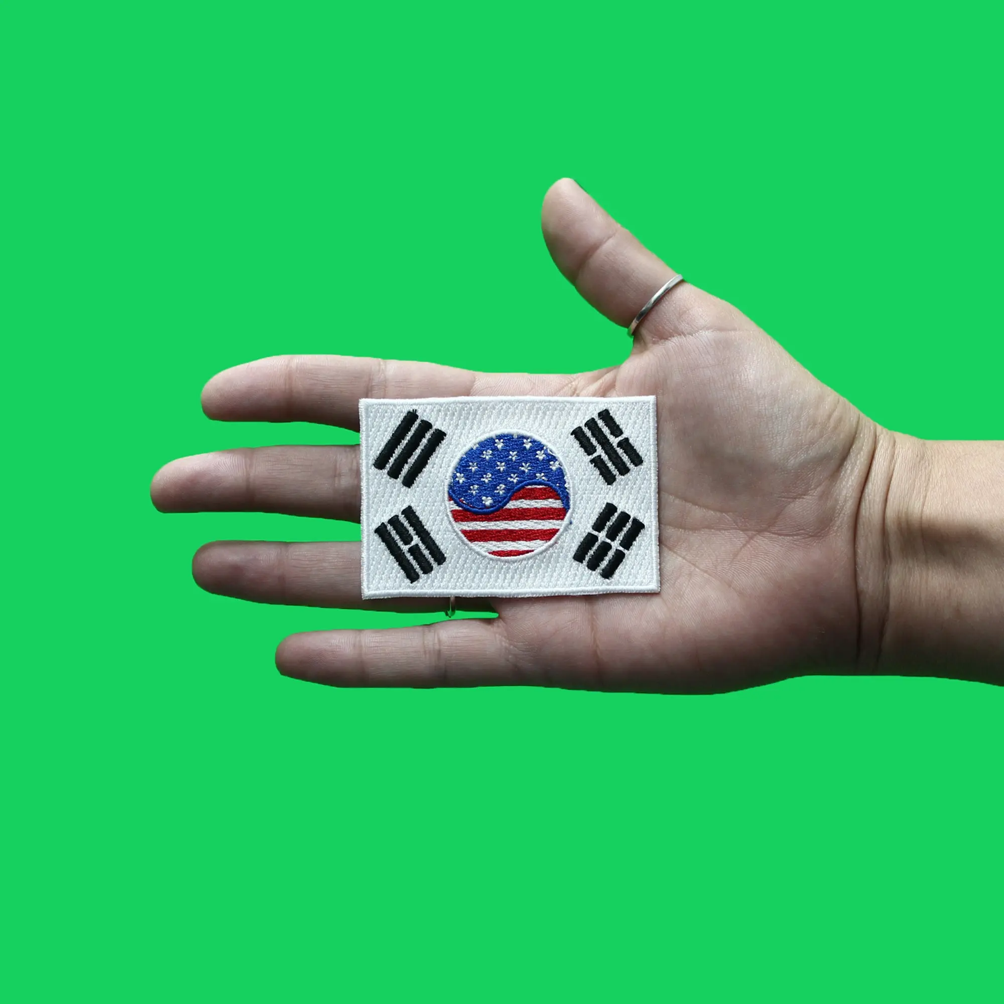 Korean-American Country Flag Patch Pride Representation Travel Embroidered Iron On - Image 2