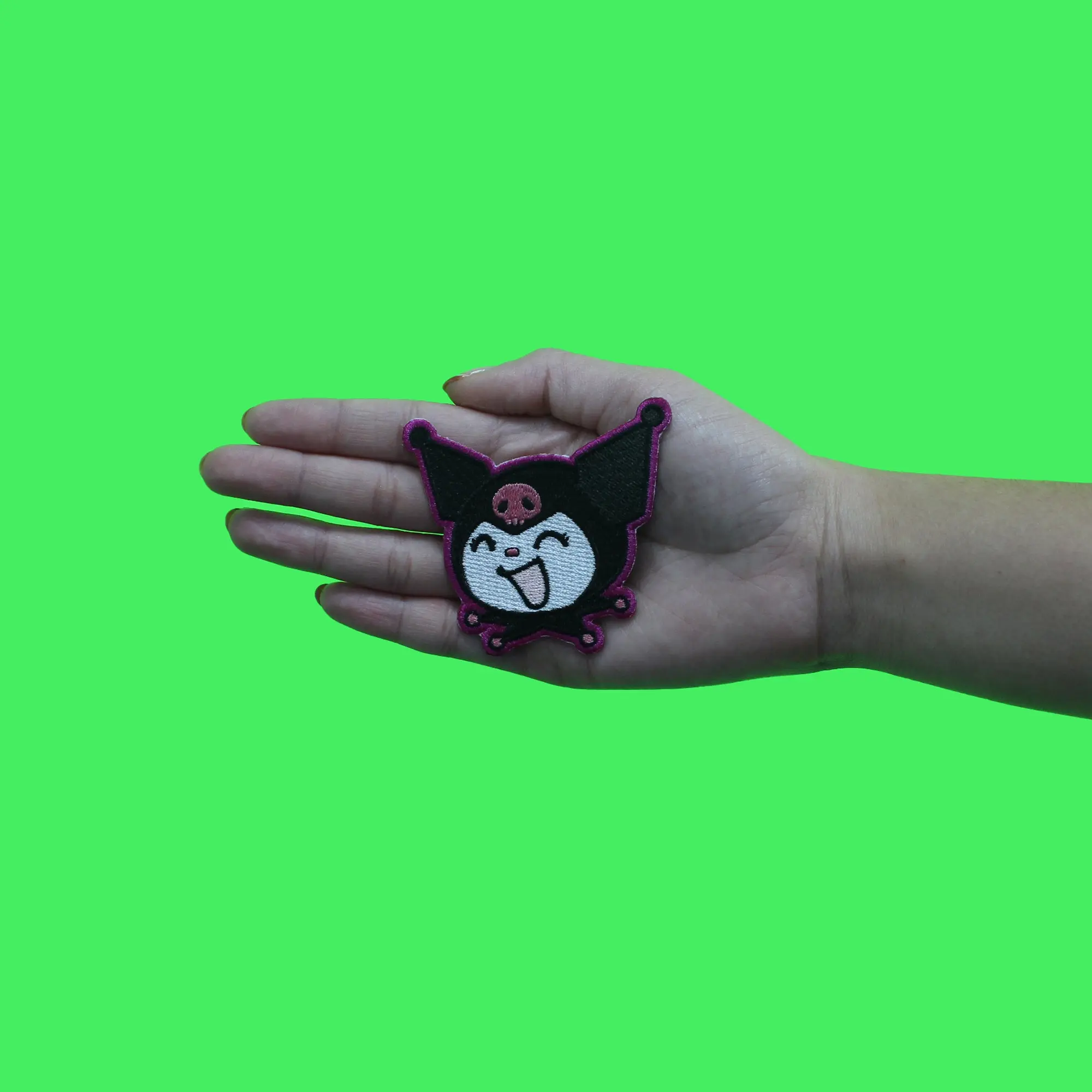 Kuromi Laughing Face Patch Hello Kitty Cartoon Embroidered Iron On - Image 2