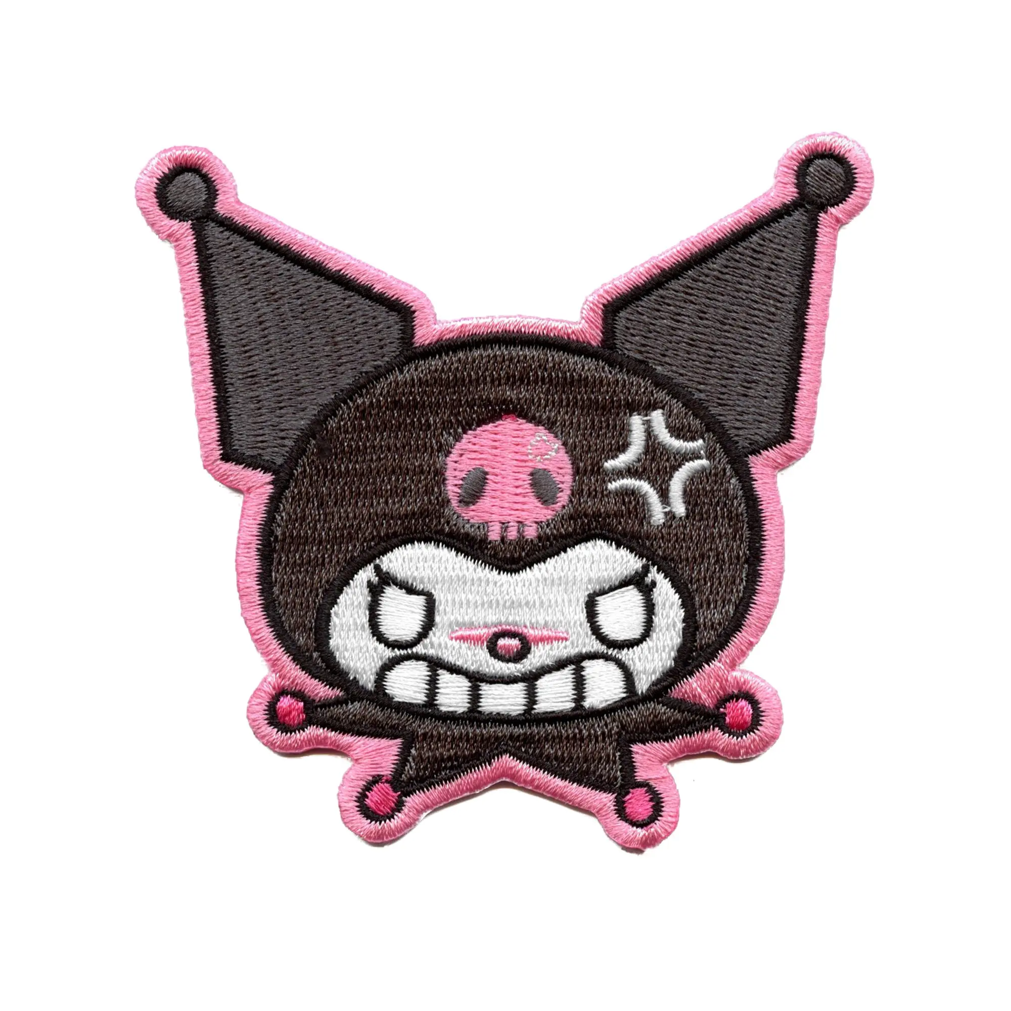 Kuromi Mad Face Patch Hello Kitty Biker Embroidered Iron On