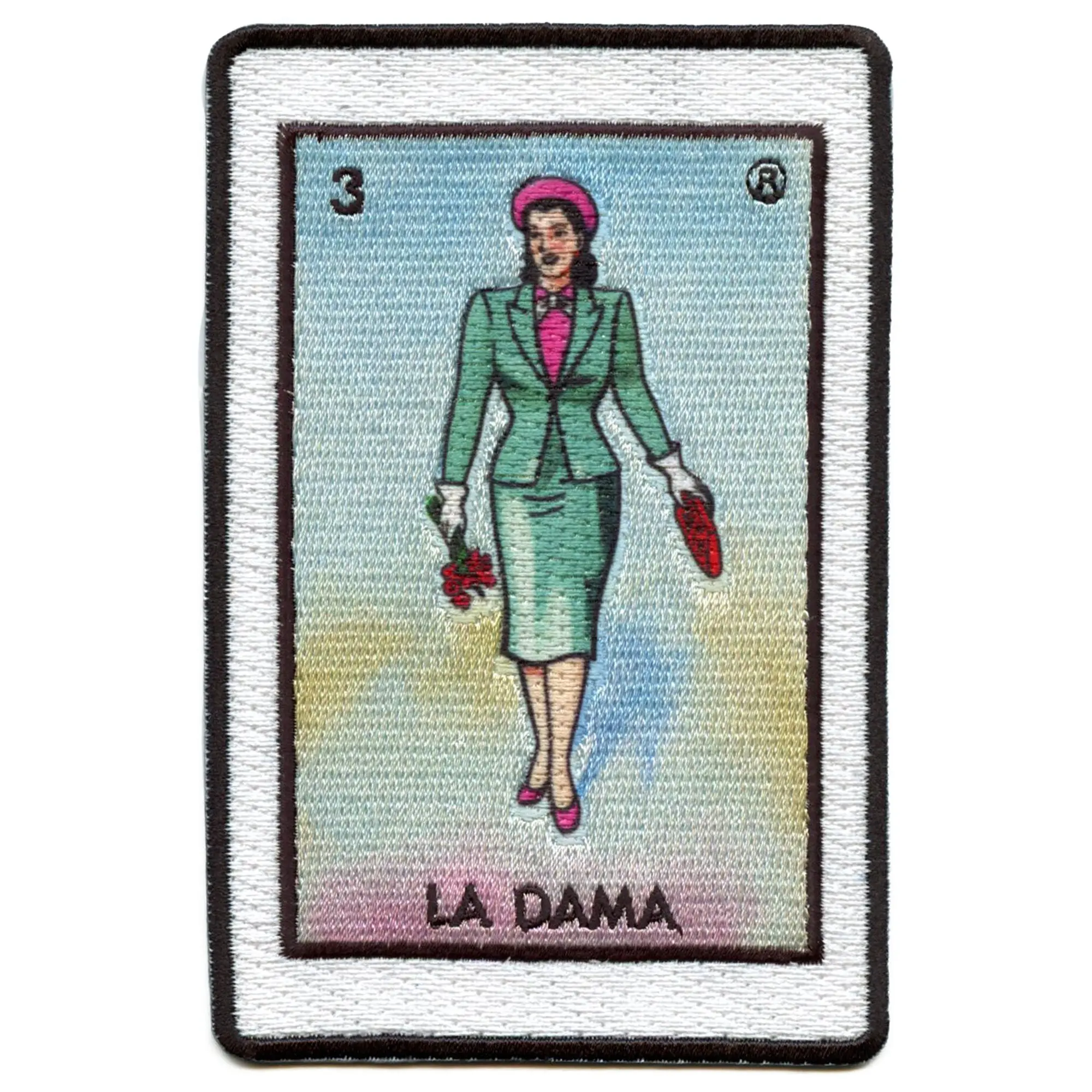 La Dama 3 Patch Lady Mexican Loteria Card Sublimated Embroidery Iron On - Image 2