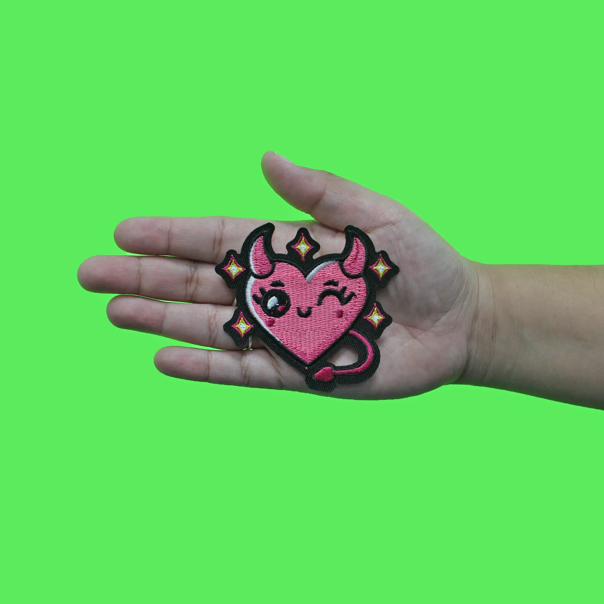 La Diabla Heart Patch Cute Pink Corridos Embroidered Iron On - Image 2