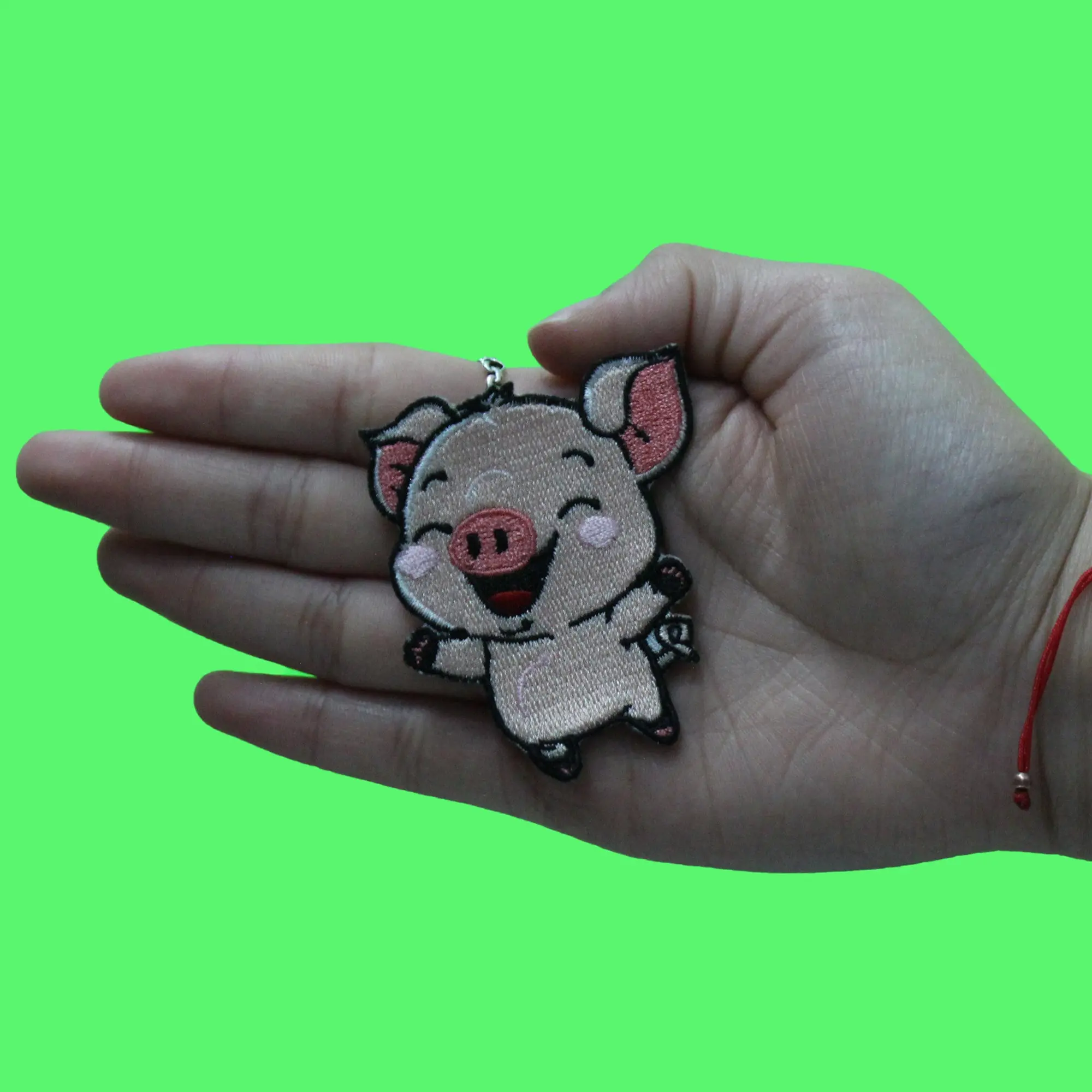 Leaping Happy Pig Patch Adorable Cartoon Mammal Embroidered Iron On - Image 2