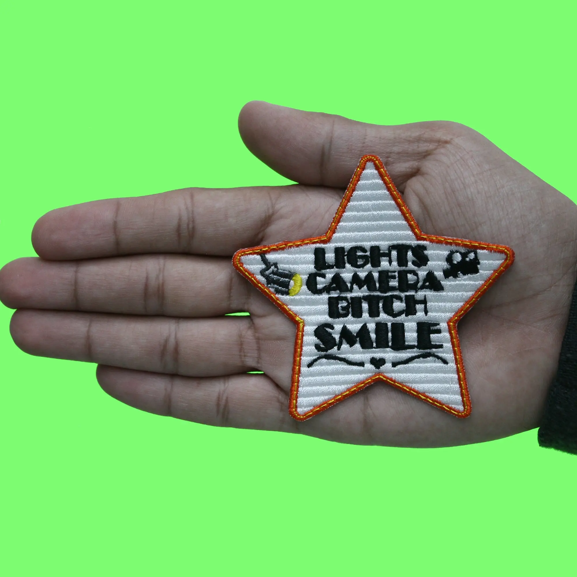 Lights Camera B Patch Smile Pop Star Embroidered Iron On - Image 2