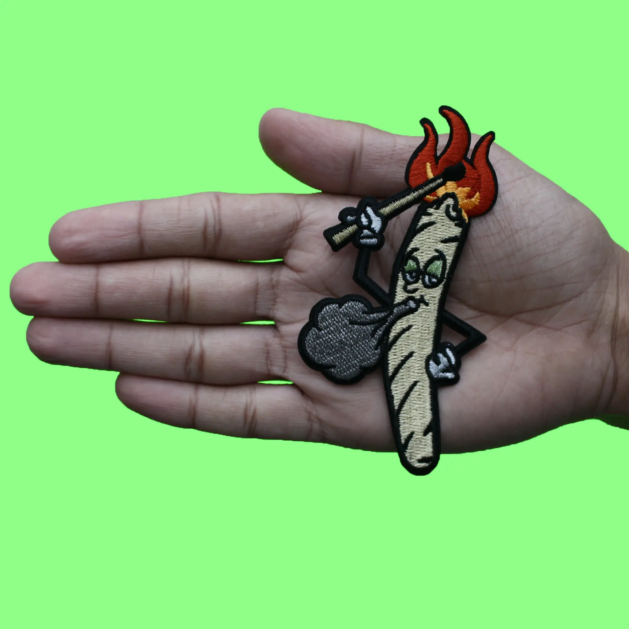 Lit Blunt Patch Marijuana Lighting Match Embroidered Iron On - Image 2