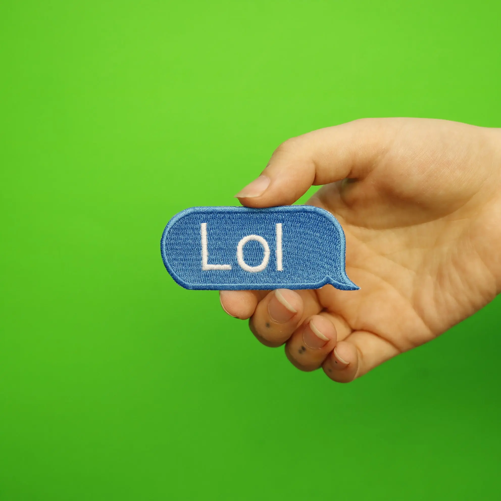 Lol Blue Text Bubble Embroidered Iron On Patch - Image 2