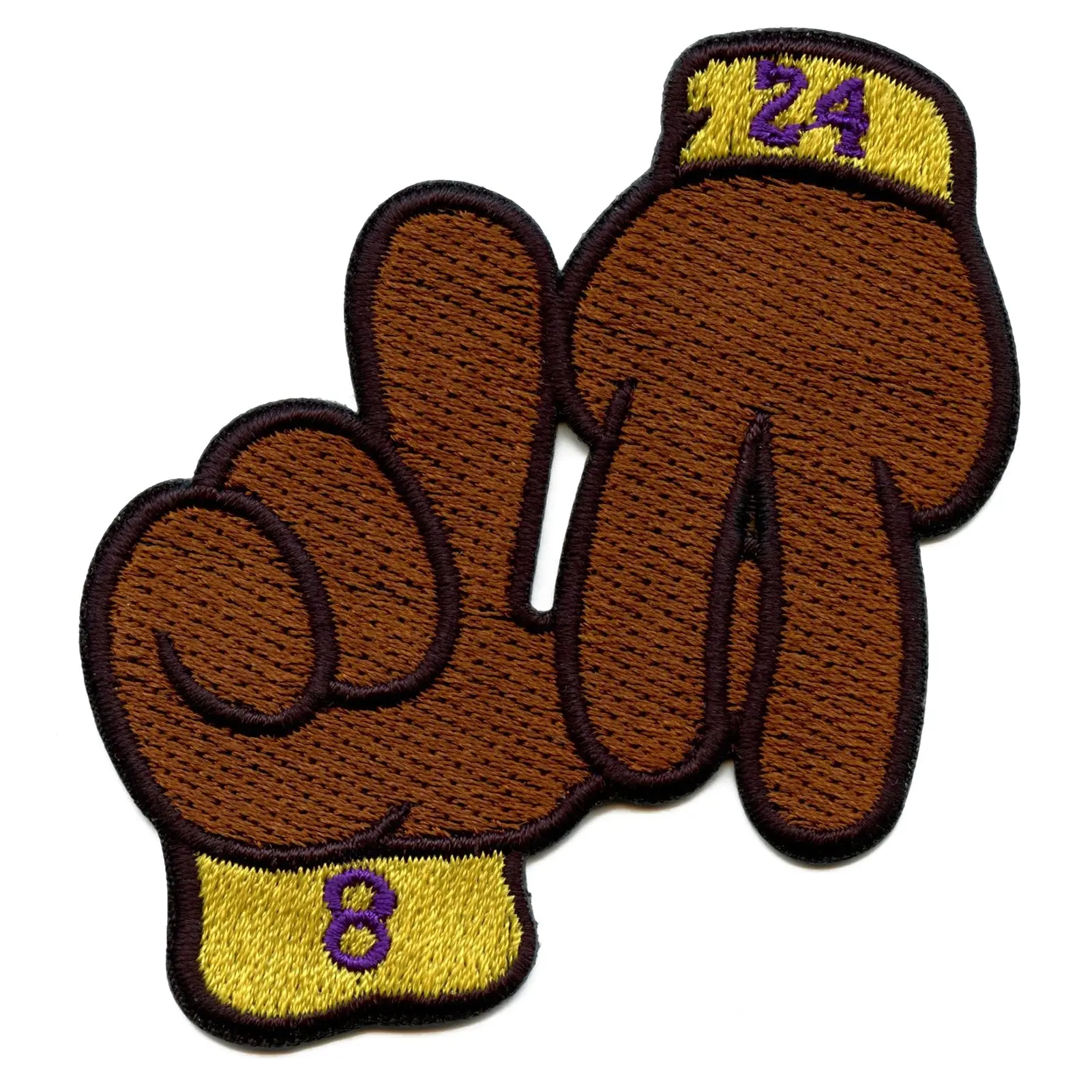 Los Angeles L.A. Fingers Sign Hands 8 & 24 Yellow Wrist Bands Basketball Iron On Patch