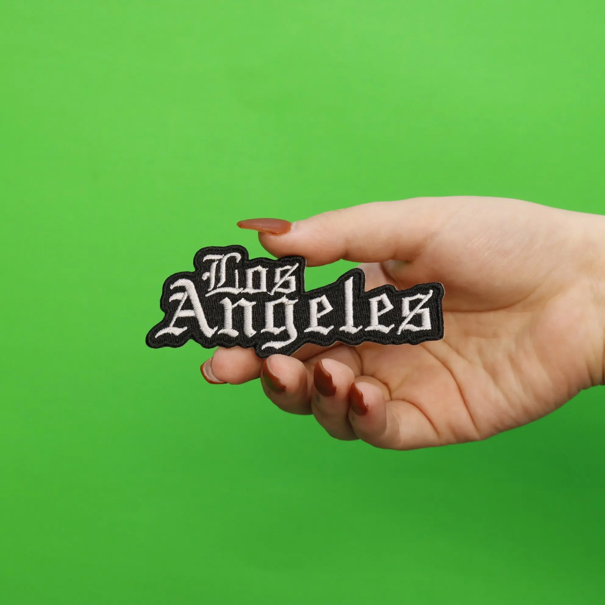 Los Angeles Old English Hockey Parody Embroidered Iron On Patch (Black) - Image 2