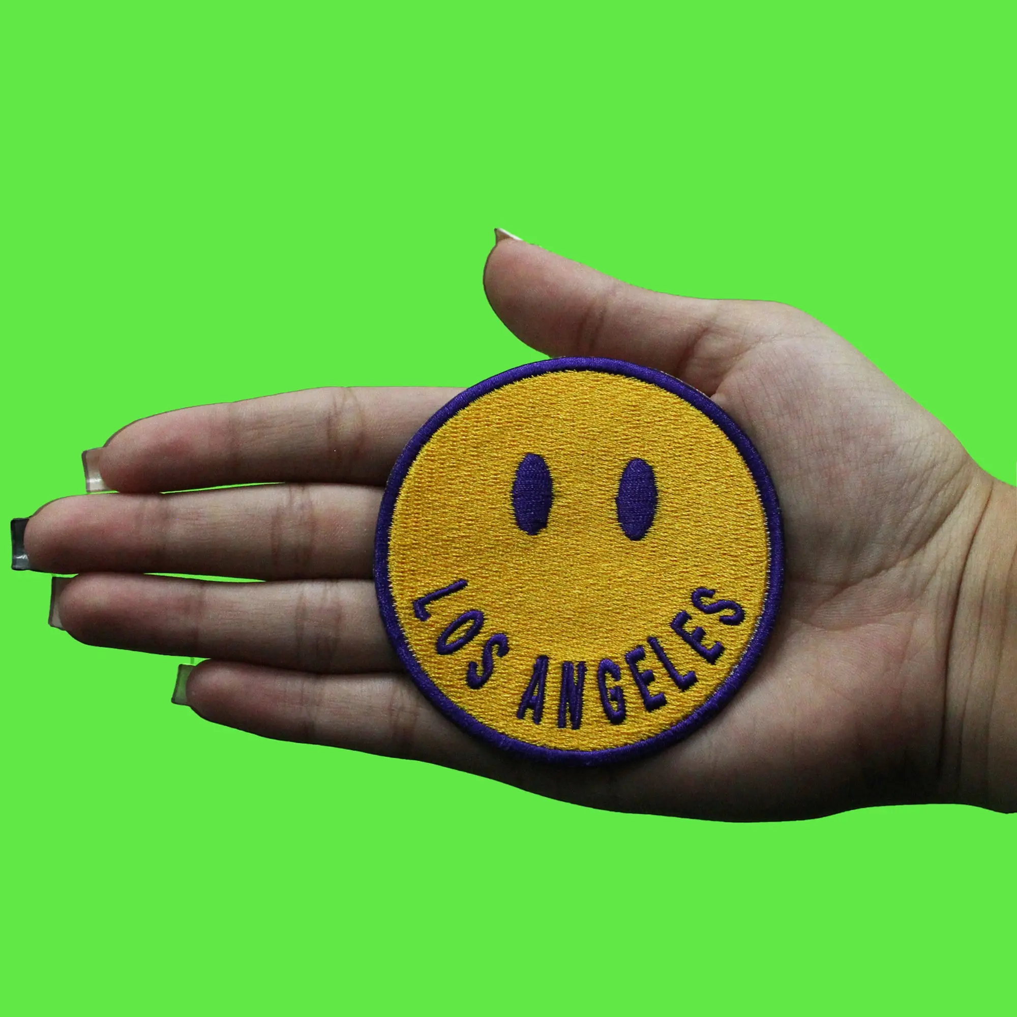 Los Angeles Smiley Patch Yellow Face Embroidered Iron on - Image 2