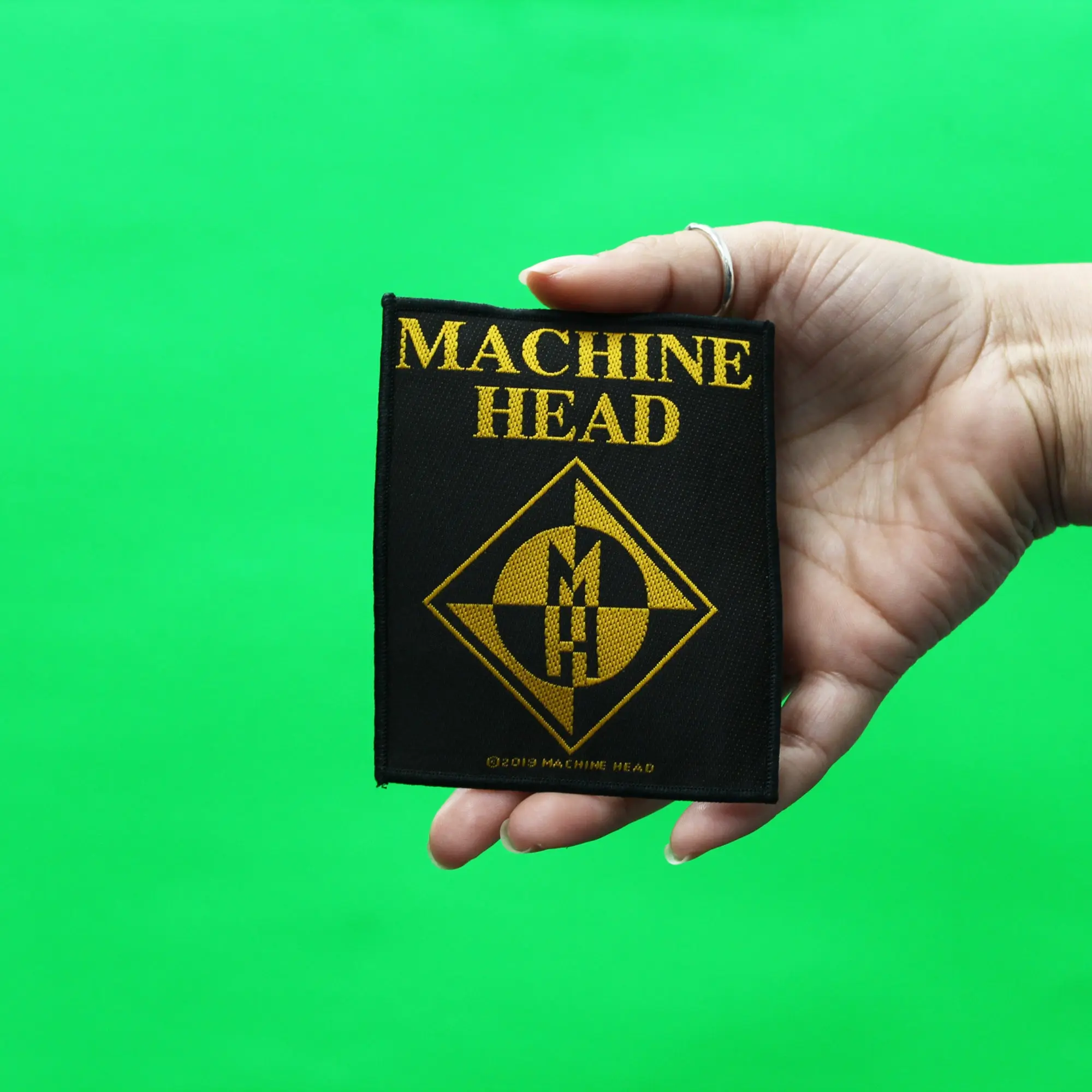 Machine Head Diamond Patch Yellow Music Logo Woven Sew On - Image 2