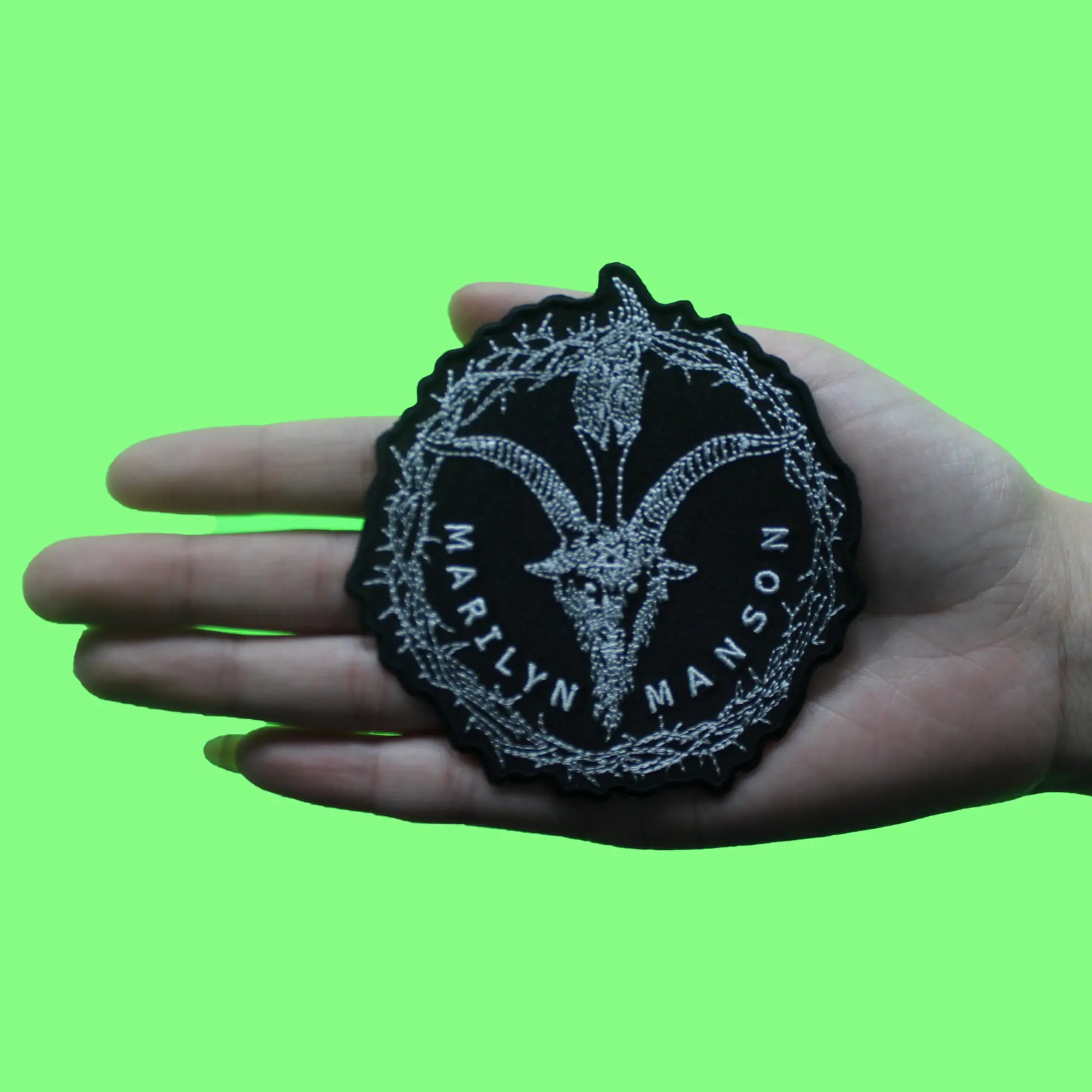 Marilyn Manson Bapho Head Patch Heavy Metal Rock Embroidered Iron On - Image 2