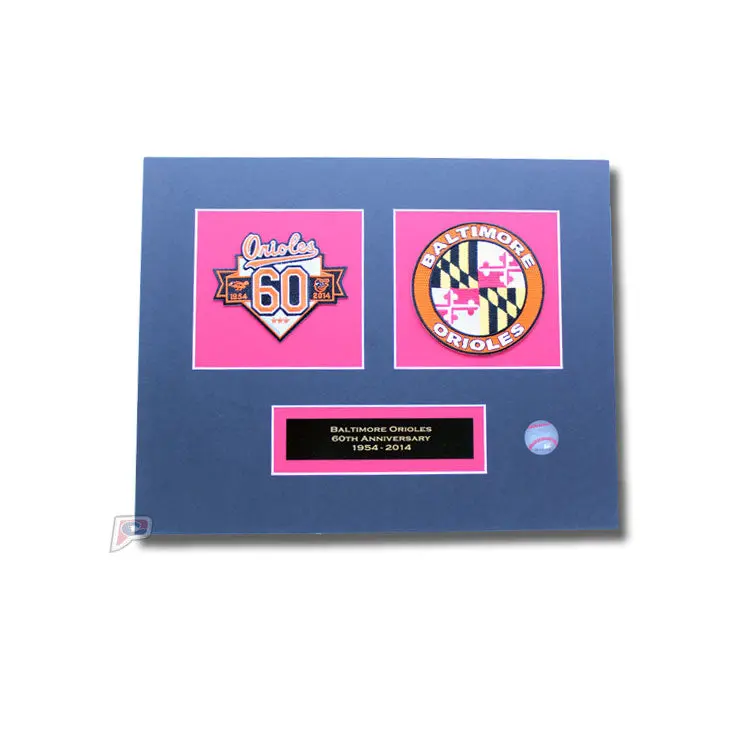 Matted 11" X 14" 2014 Baltimore Orioles 60th Anniversary & Home Sleeve Patch Collection