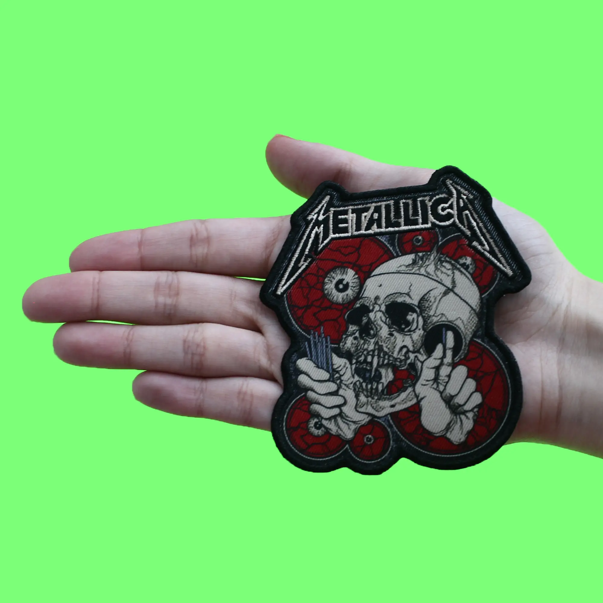 Metallica The Shortest Straw Patch Red Eyes Skull Sublimated Embroidery Iron-On - Image 2