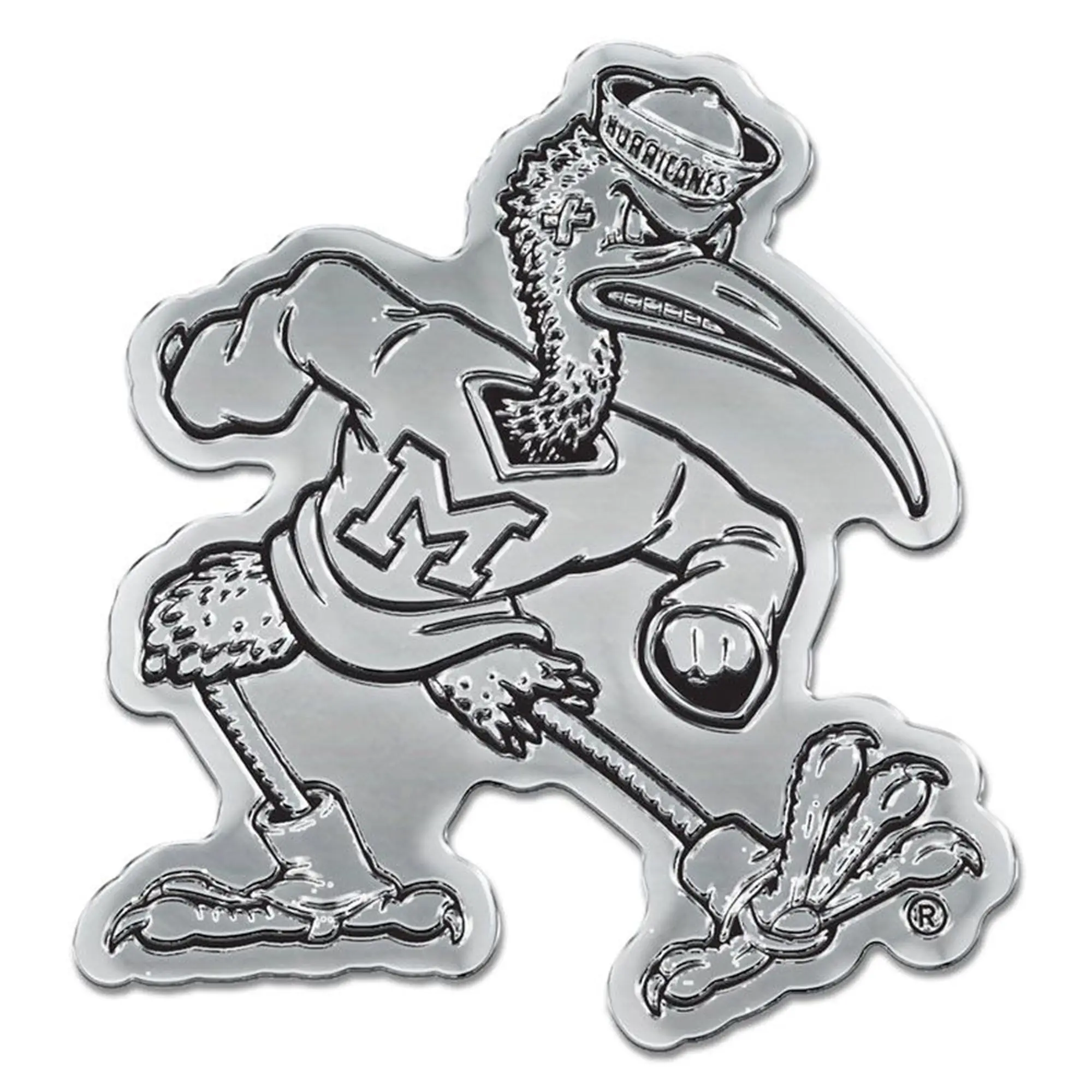 Miami Hurricanes Solid Metal Chrome Emblem