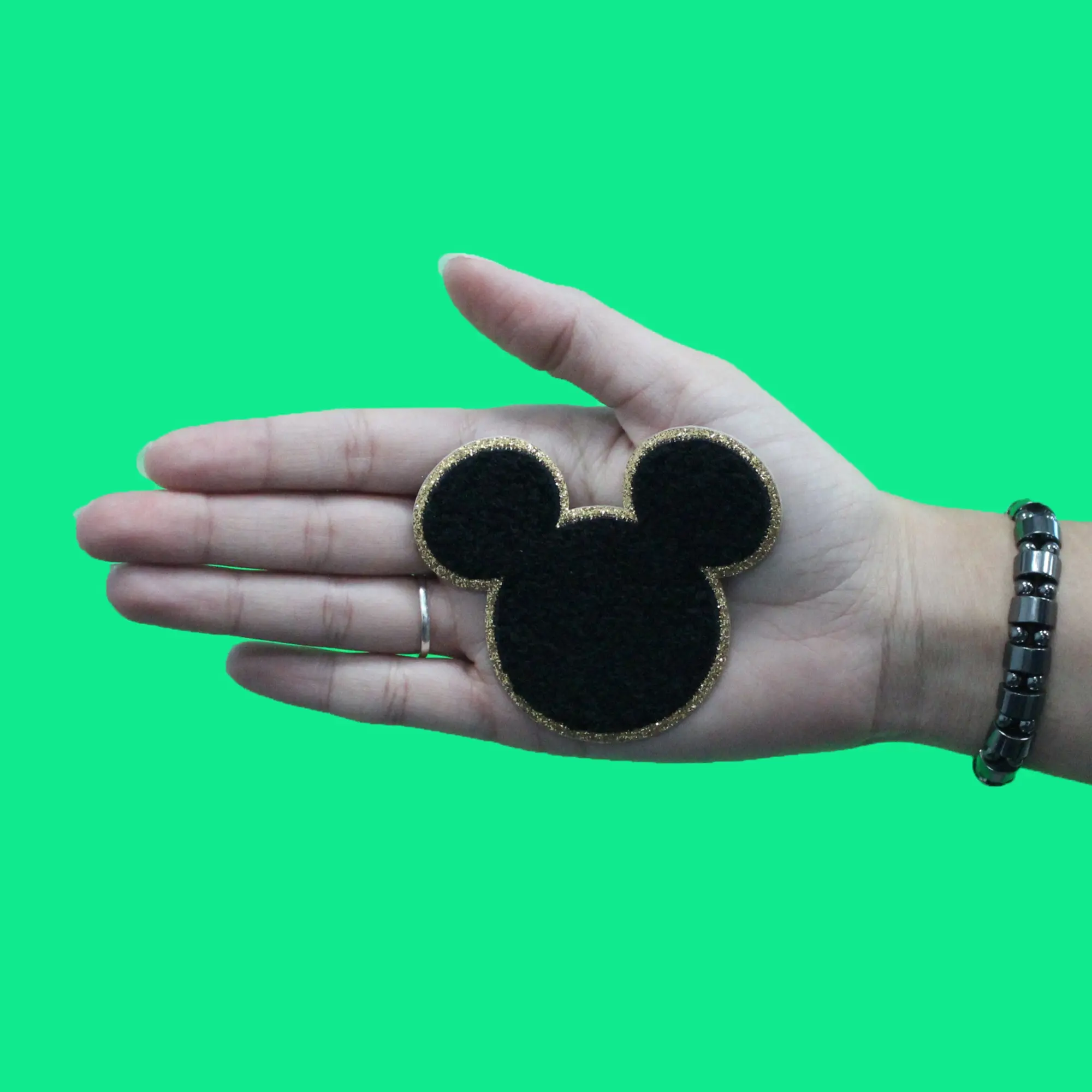 Mickey Mouse Head Patch Gold Disney Clubhouse Cartoon Chenille Iron On - Image 3