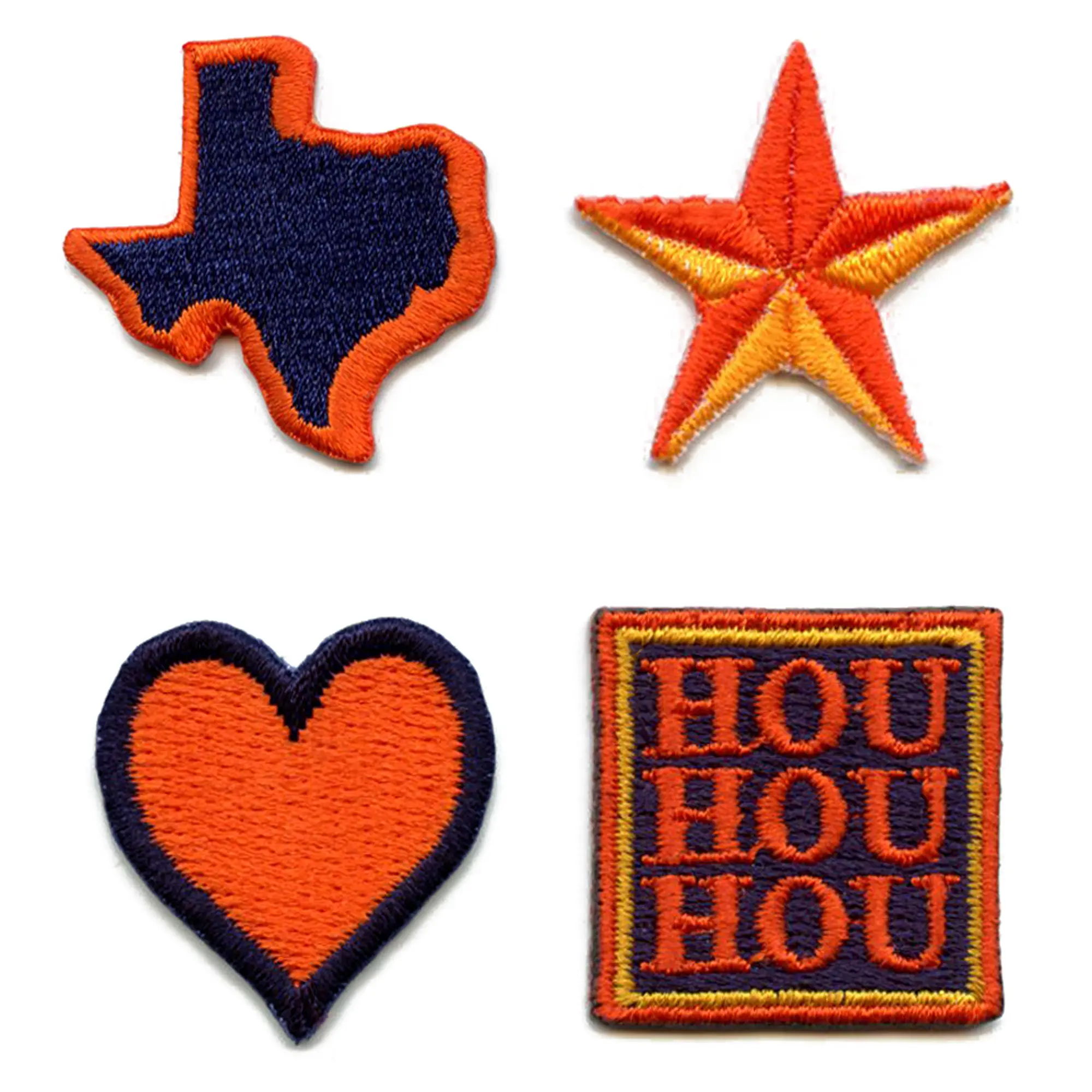 Houston 4 Pack Mini Set Patch HOU Heart Star Texas Embroidered Iron On
