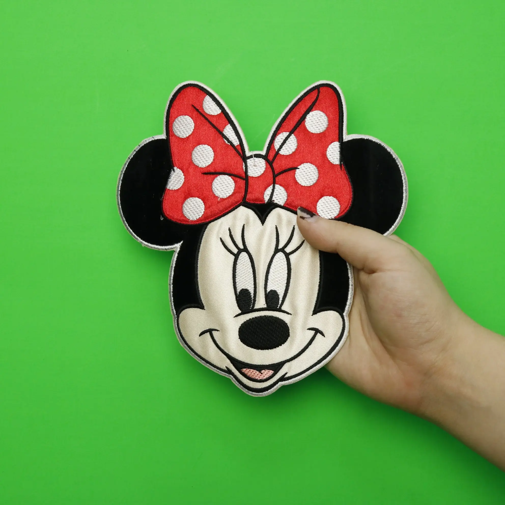 Large Minnie Mouse Head Embroidered Applique Iron On Patch - Image 2