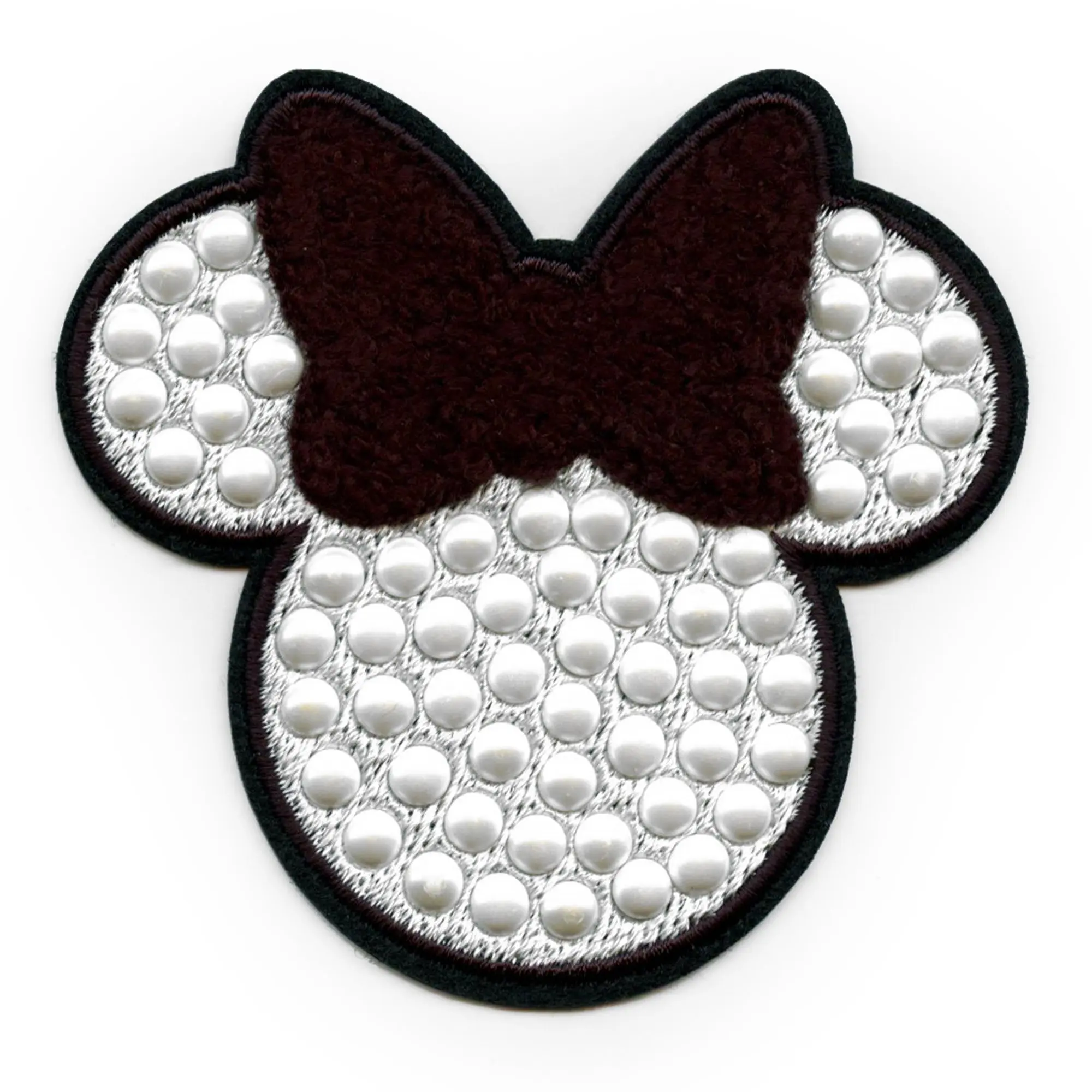 Minnie Mouse Pearl Head Patch Disney Cartoon Chenille Applique Iron On