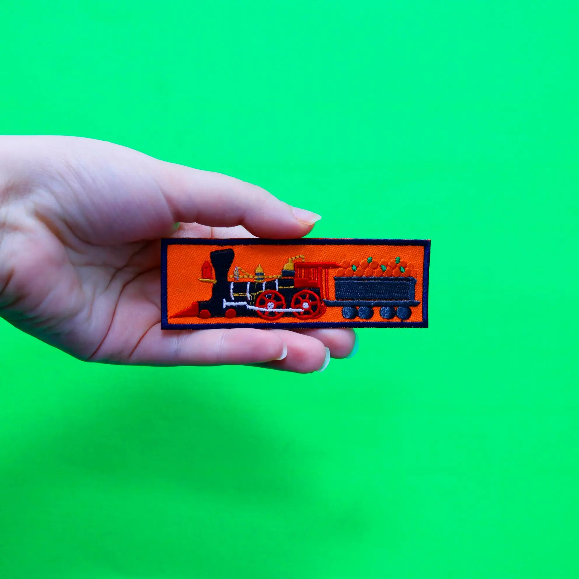 Houston Train With Oranges Embroidered Iron On Patch - Image 2