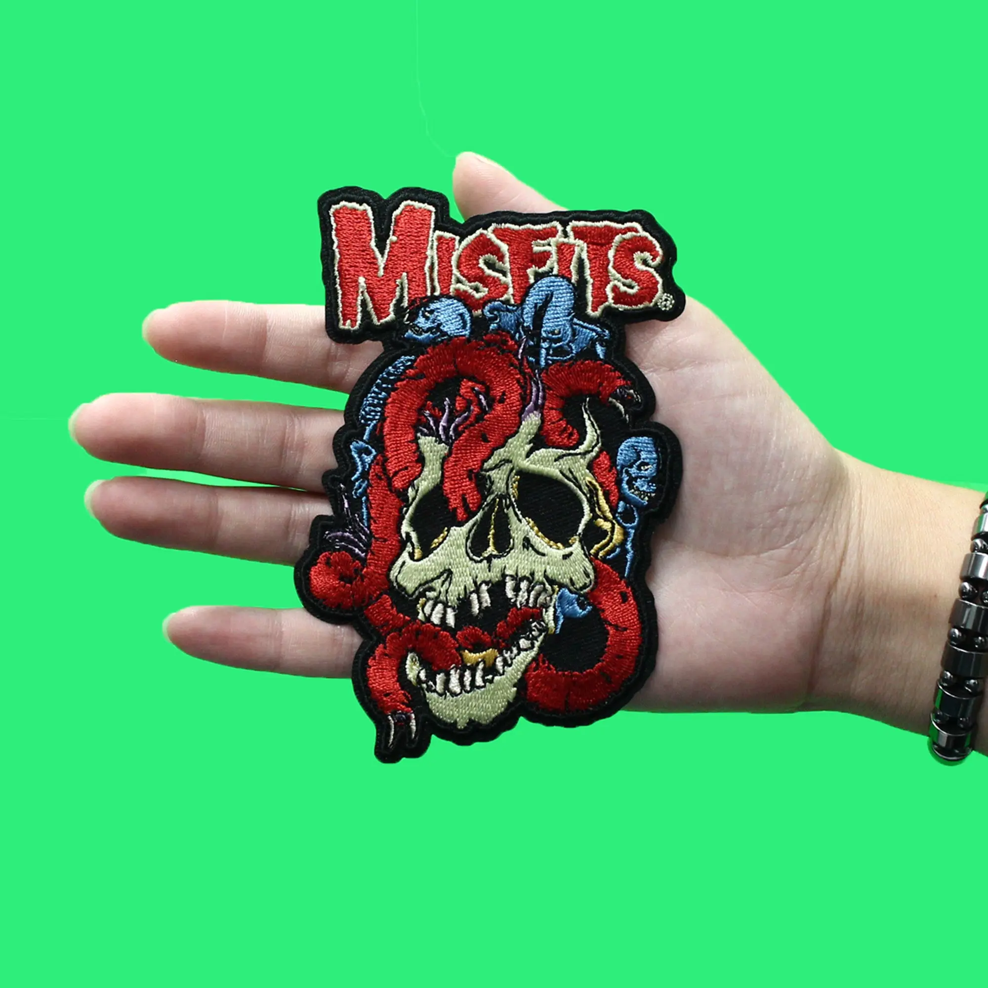 Misfits Squirm Snake Skull Patch Punk Rock Band Embroidered Iron On - Image 2