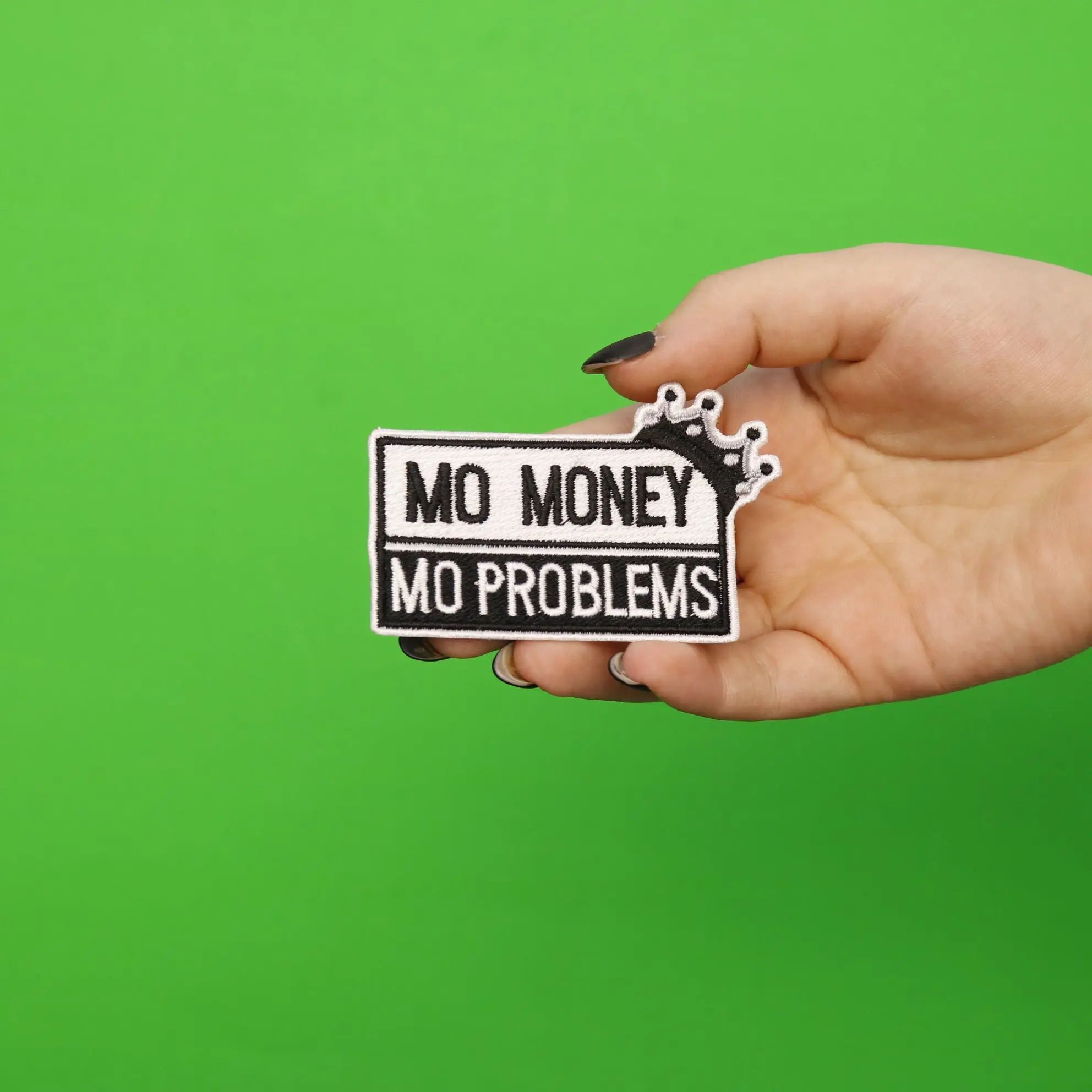 Mo Money Mo Problems With Crown Embroidered Iron On Patch - Image 2