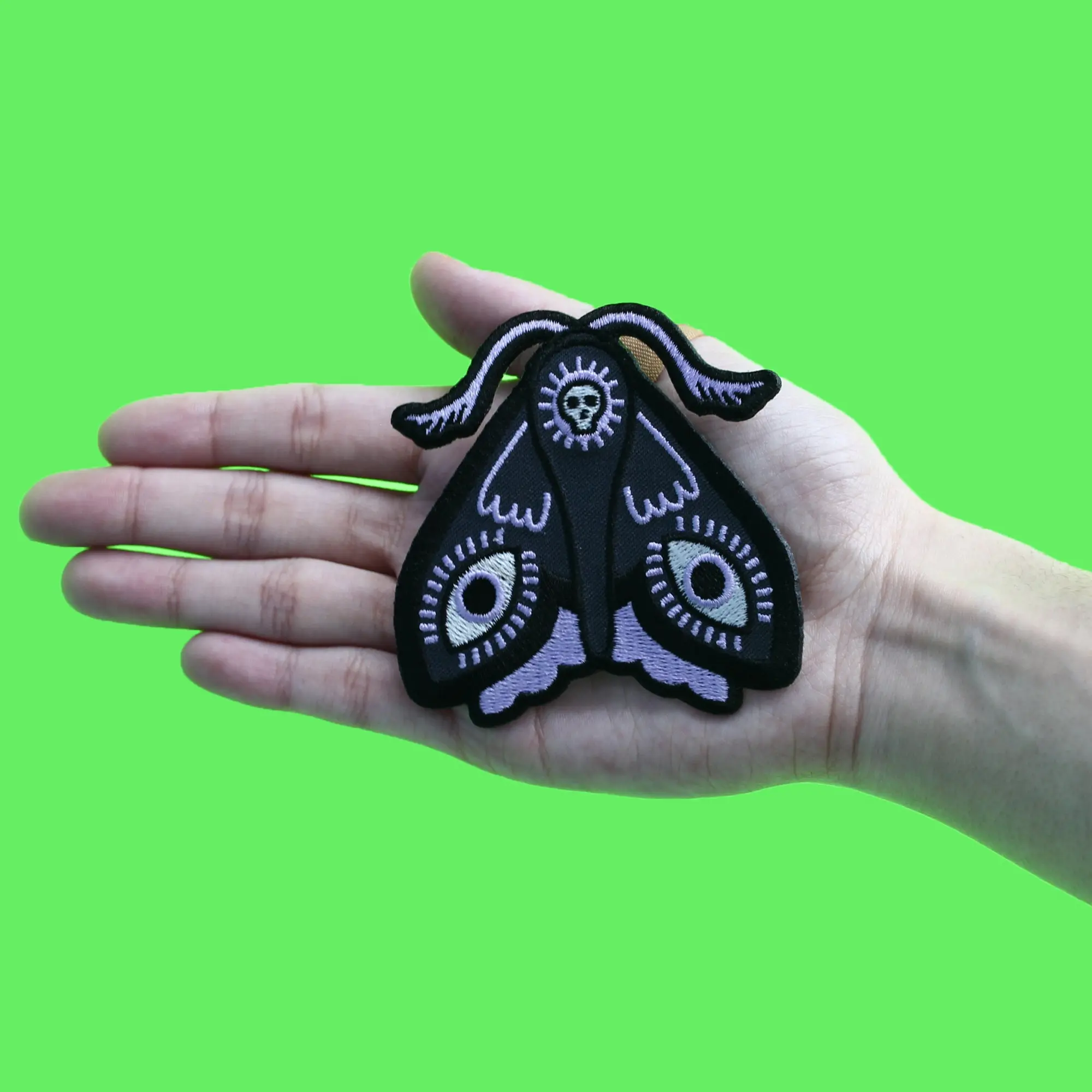 Moth Face Wings Patch Animal Eyes Skull Embroidered Iron-On - Image 2