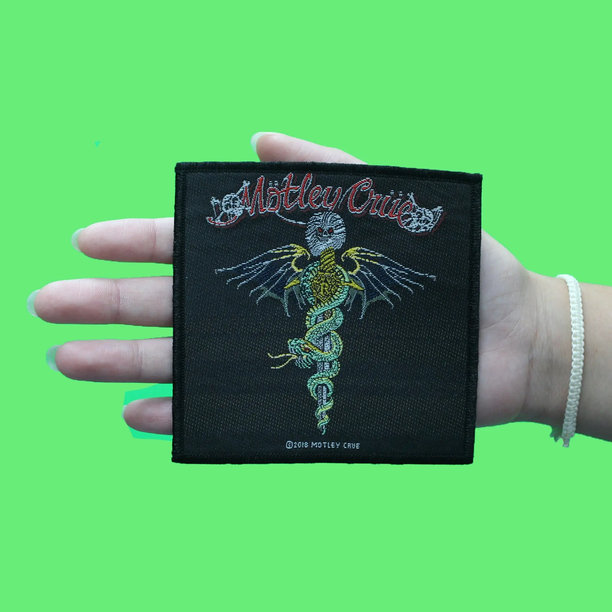 Motley Crue Snake Blade Patch Dr. Feelgood Square Cover Woven Sew On - Image 2