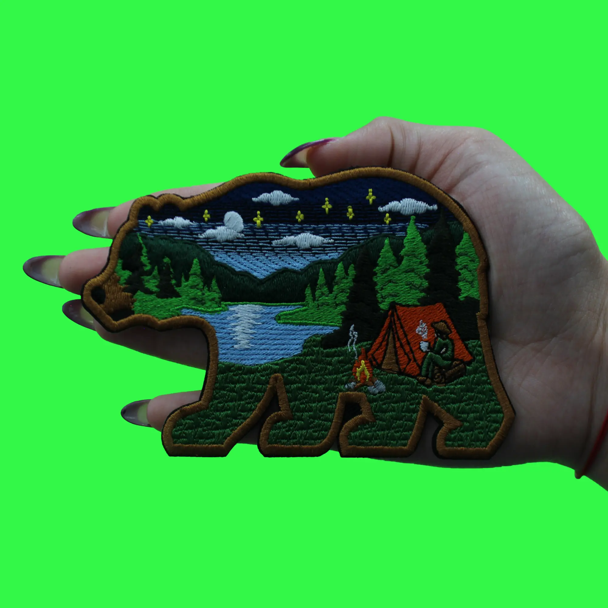 Nature Bear Travel Patch Camping Outdoors Forest Embroidered Iron On - Image 2