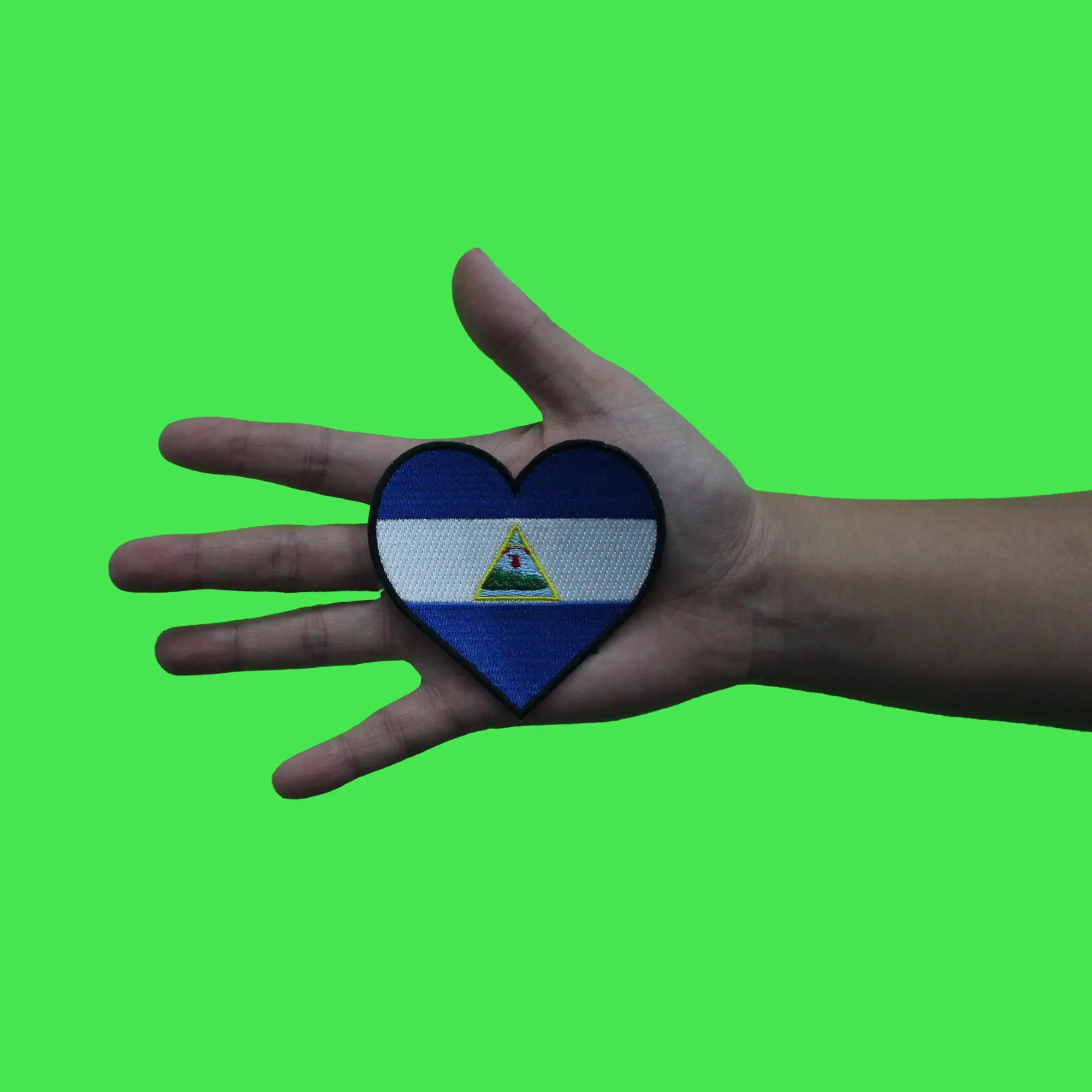 Nicaragua Heart Country Flag Patch Central America Travel Embroidered Iron On - Image 2