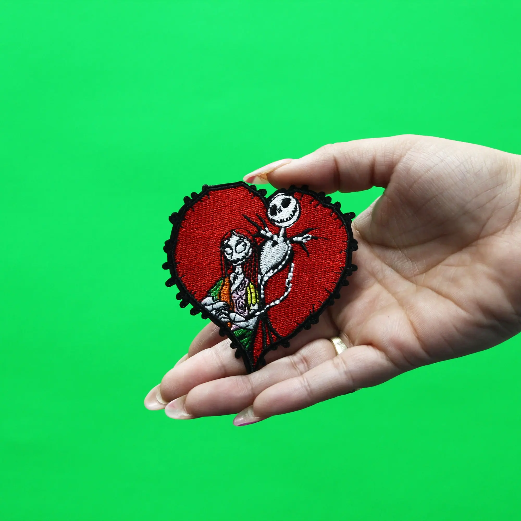 Nightmare Before Christmas Jack Skellington and Sally Heart Disney Iron On Applique Patch - Image 3