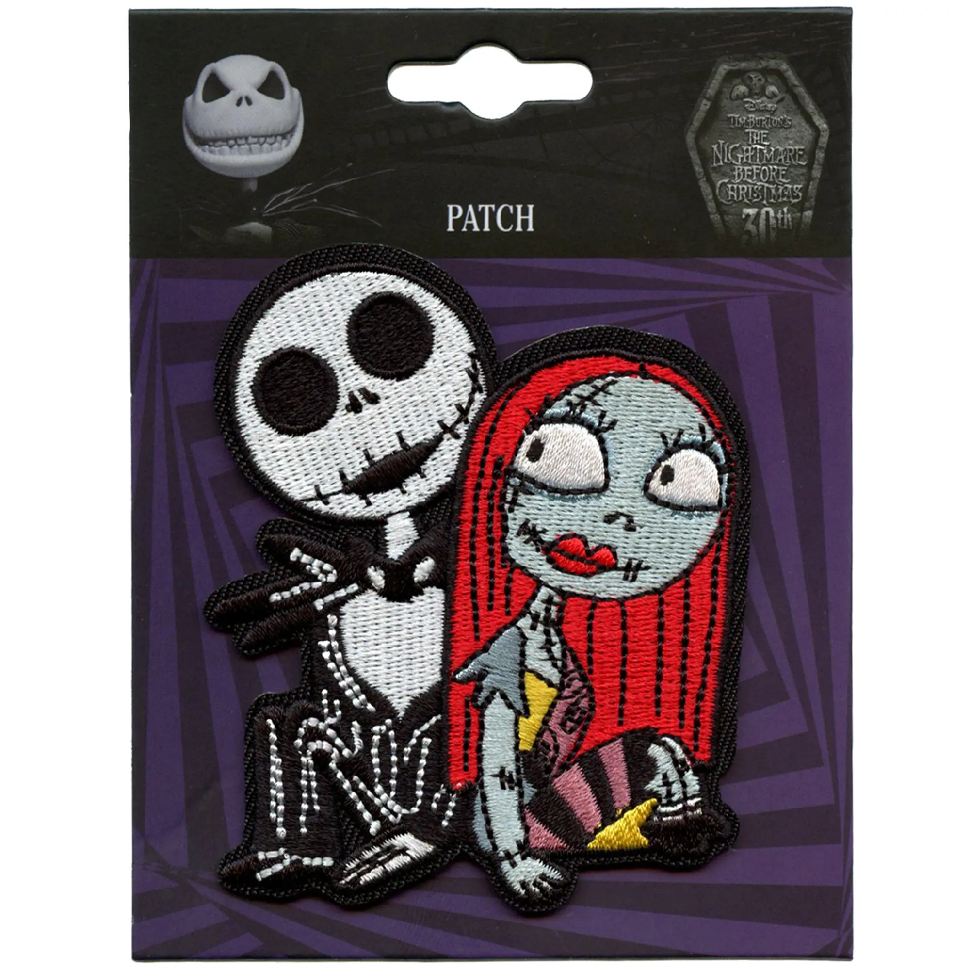 Nightmare Before Christmas Patch Jack and Sally Sitting Embroidered Iron On - Image 2