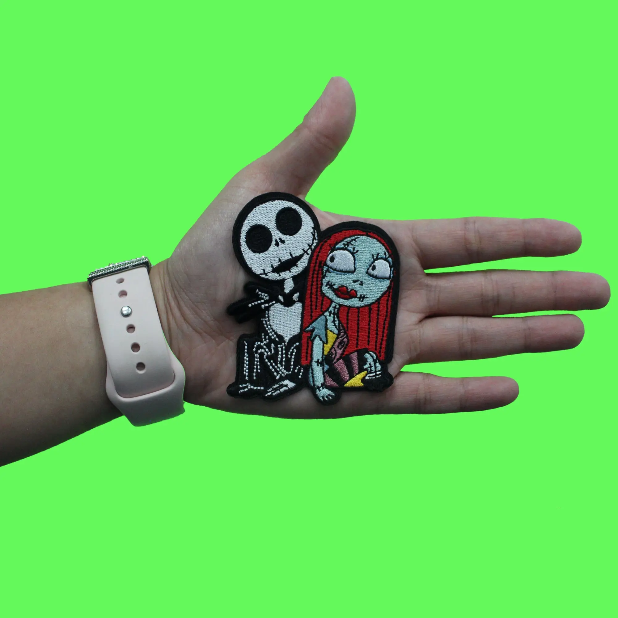 Nightmare Before Christmas Patch Jack and Sally Sitting Embroidered Iron On - Image 3
