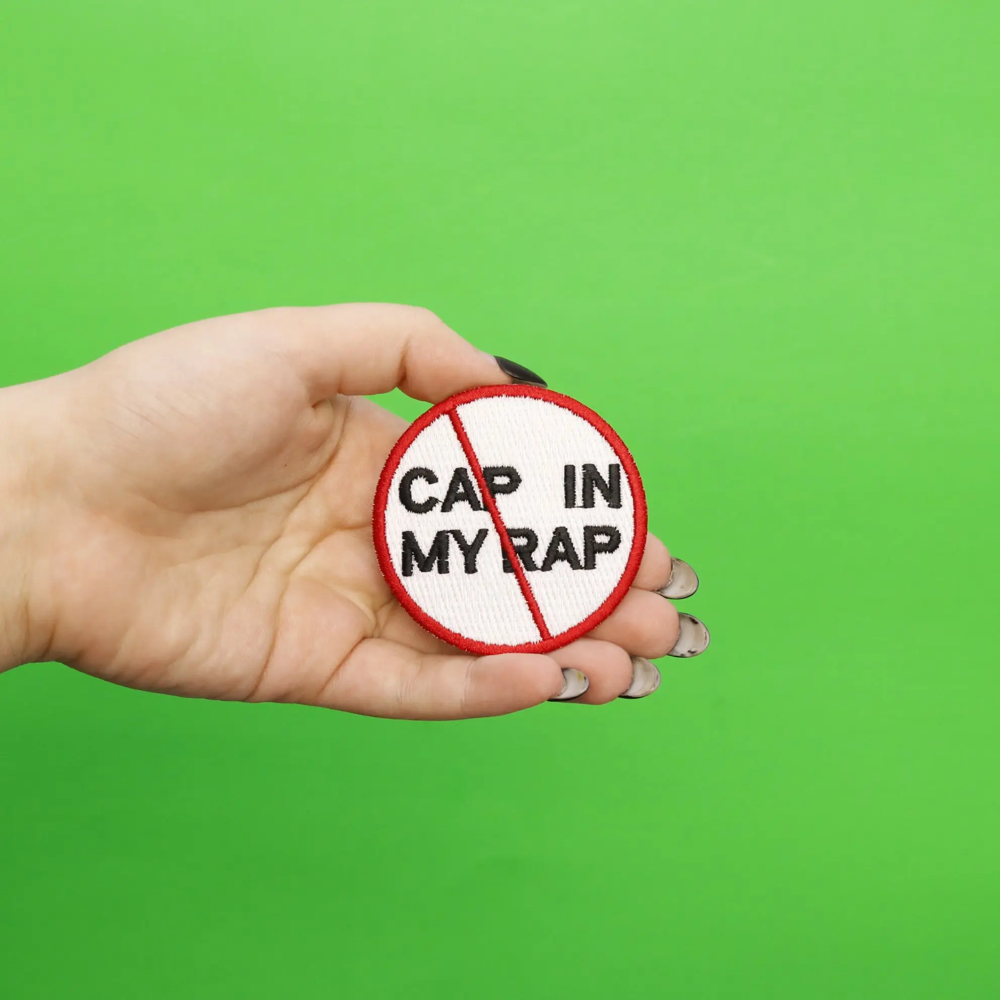 No Cap In My Rap Round Embroidered Iron On Patch - Image 2