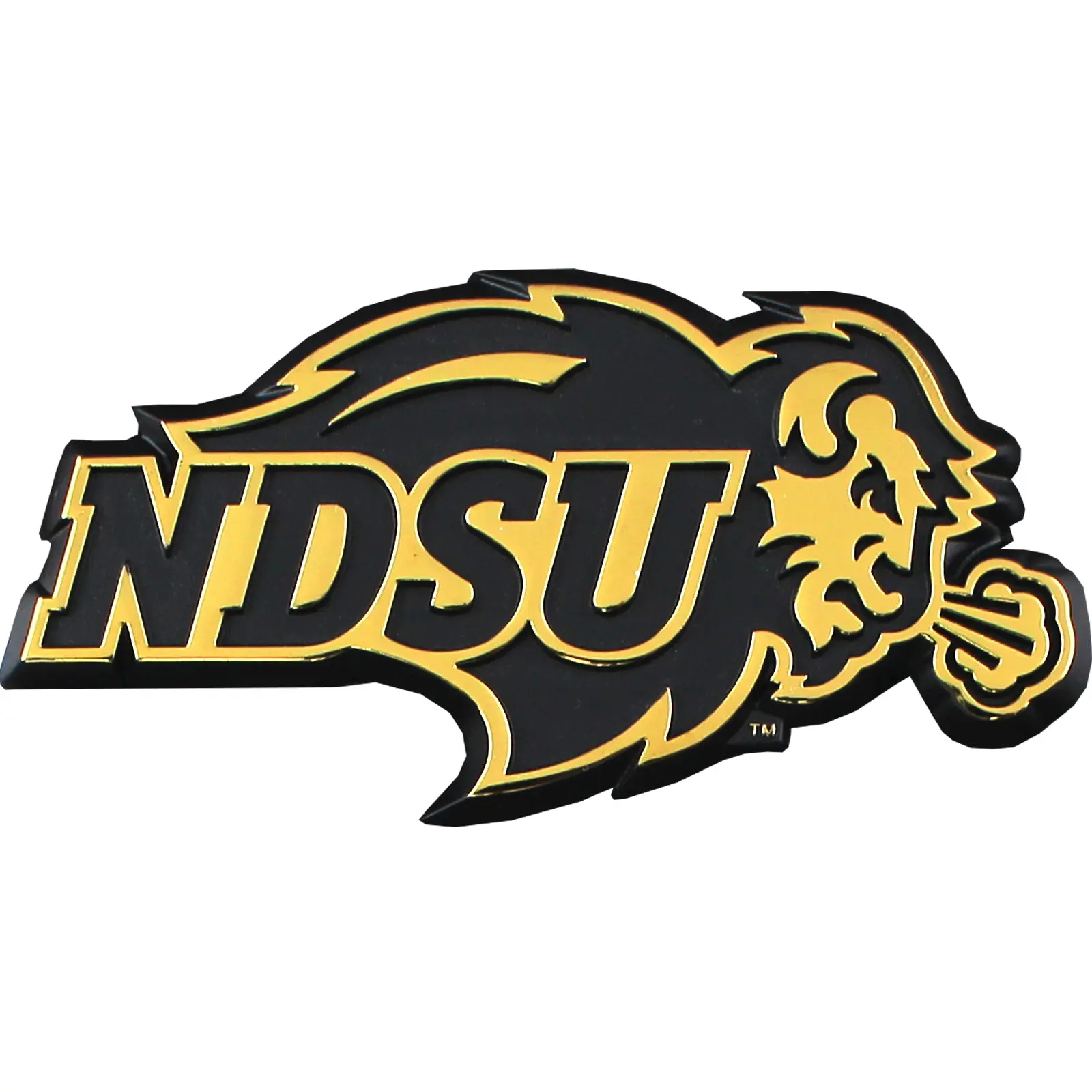 North Dakota State Bison (NDSU) Gold Solid Metal Emblem AMG