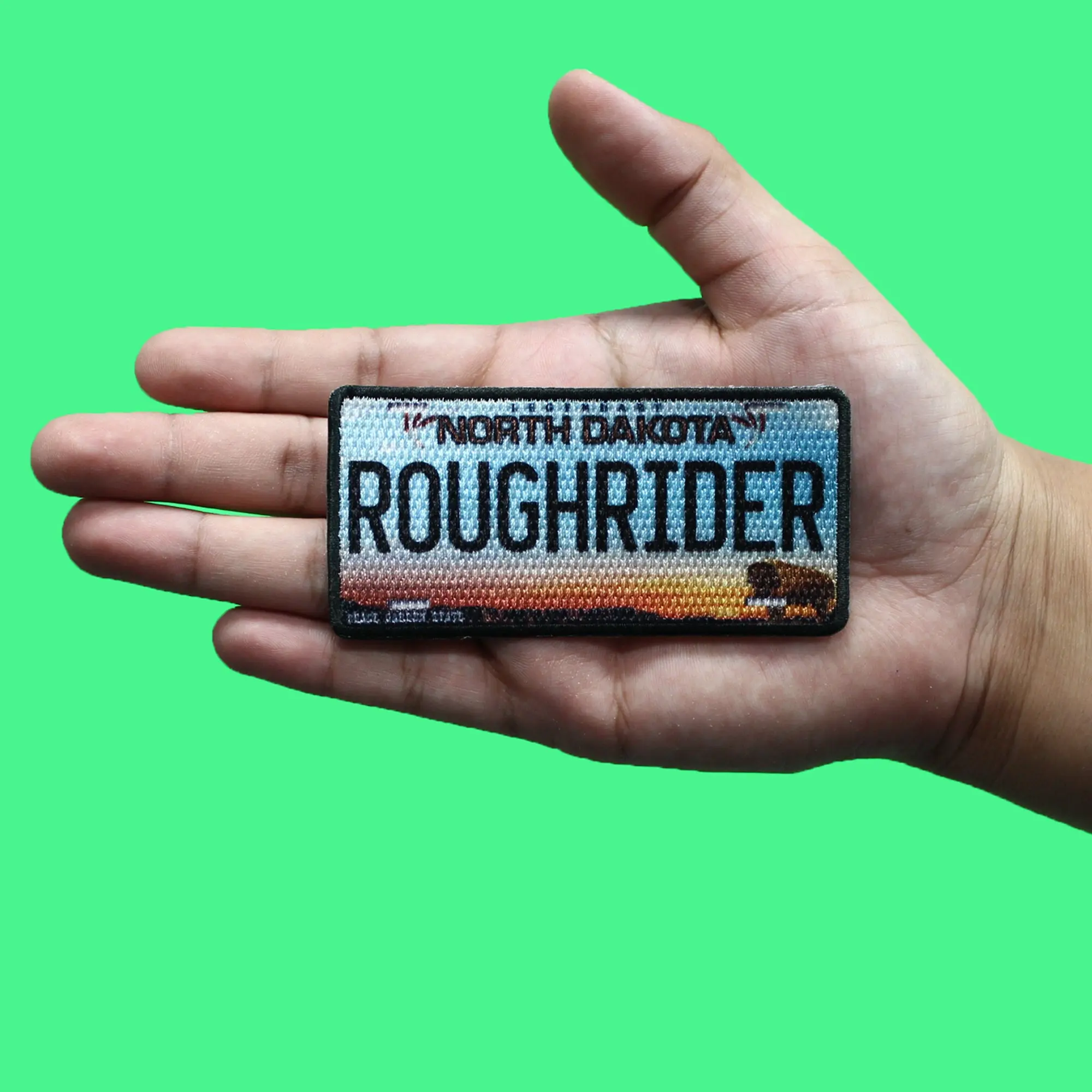 North Dakota State License Plate Patch Roughrider Peace Garden Sublimated Iron On - Image 2