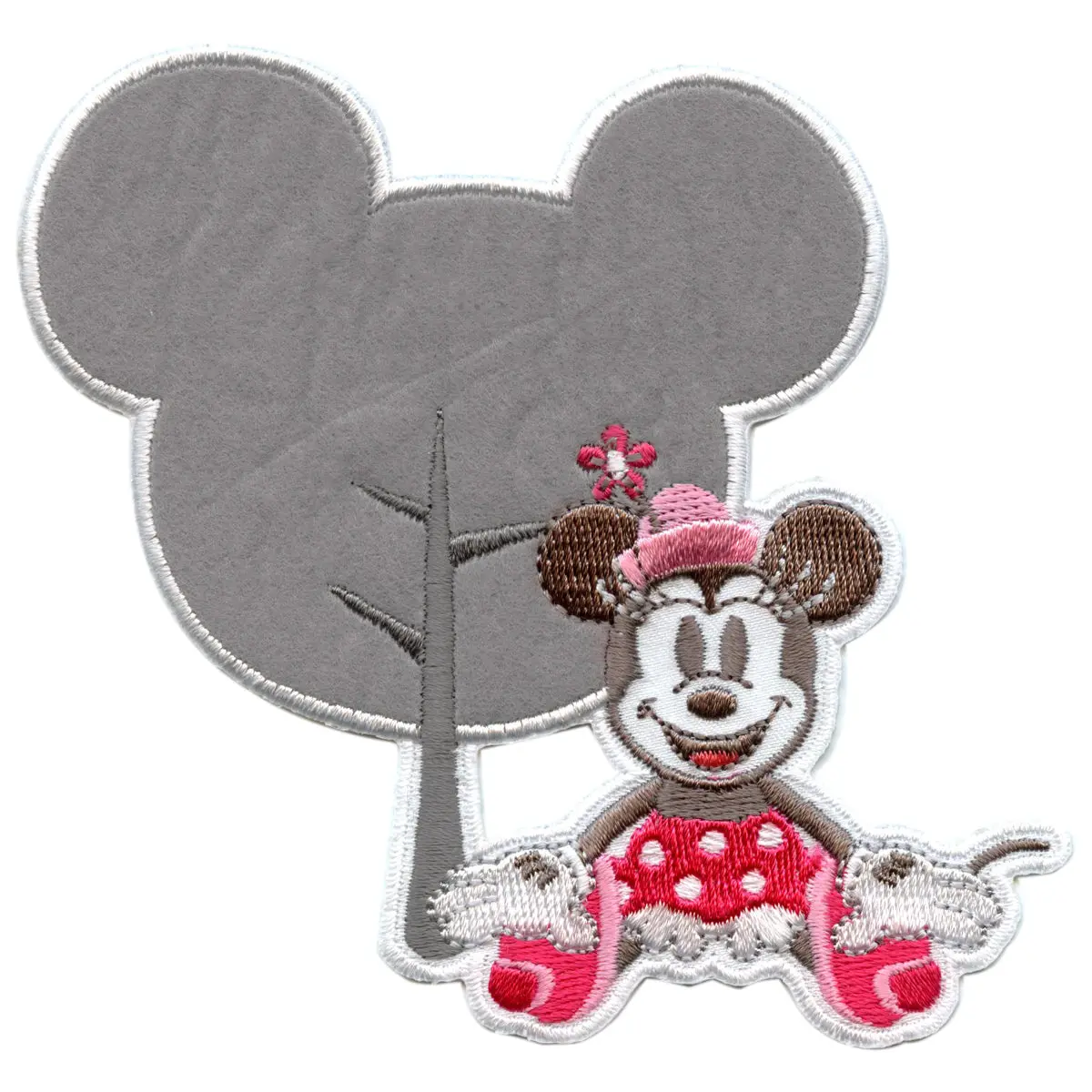 Disney Minnie Mouse With Head Shape Embroidered Applique Iron On Patch
