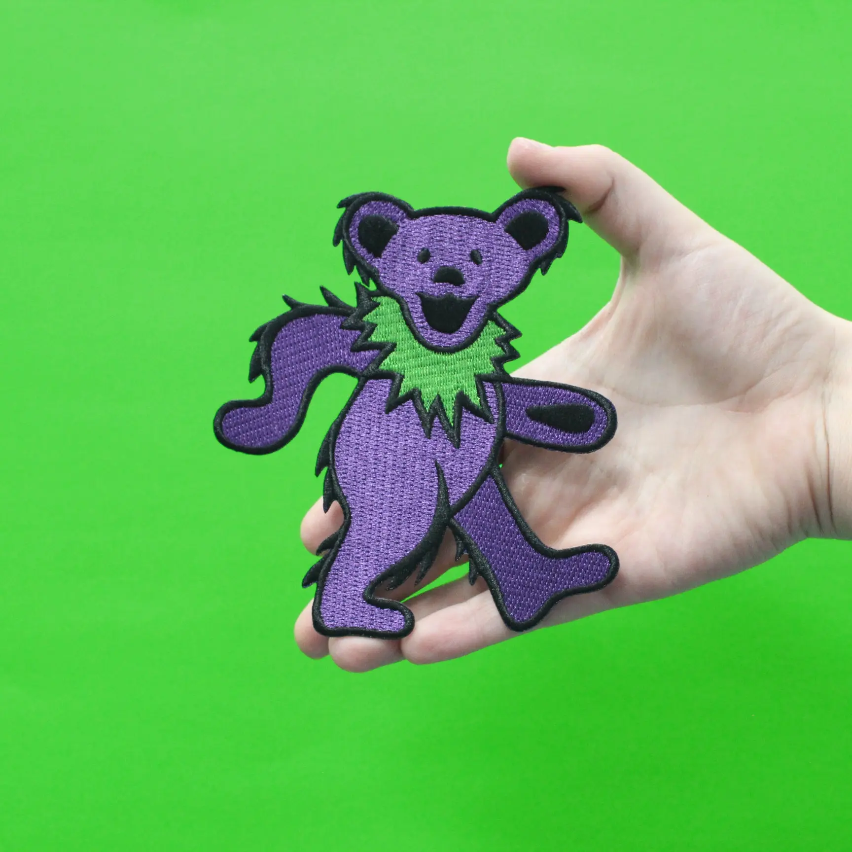 Large Grateful Dead Bear Purple Embroidered Iron On Patch - Image 2