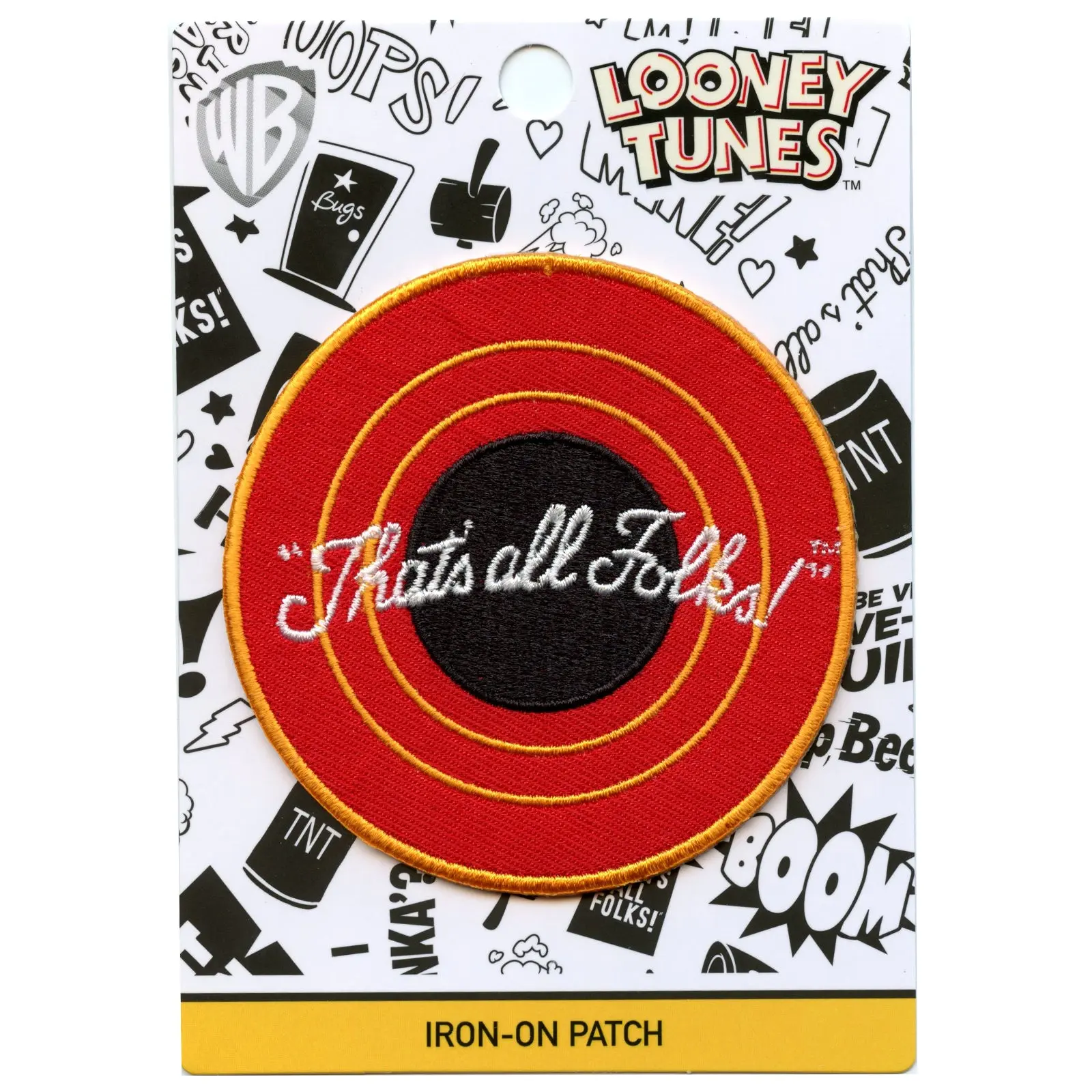Official Looney Tunes "That's all Folks!" Round Logo Embroidered Iron On Patch - Image 2