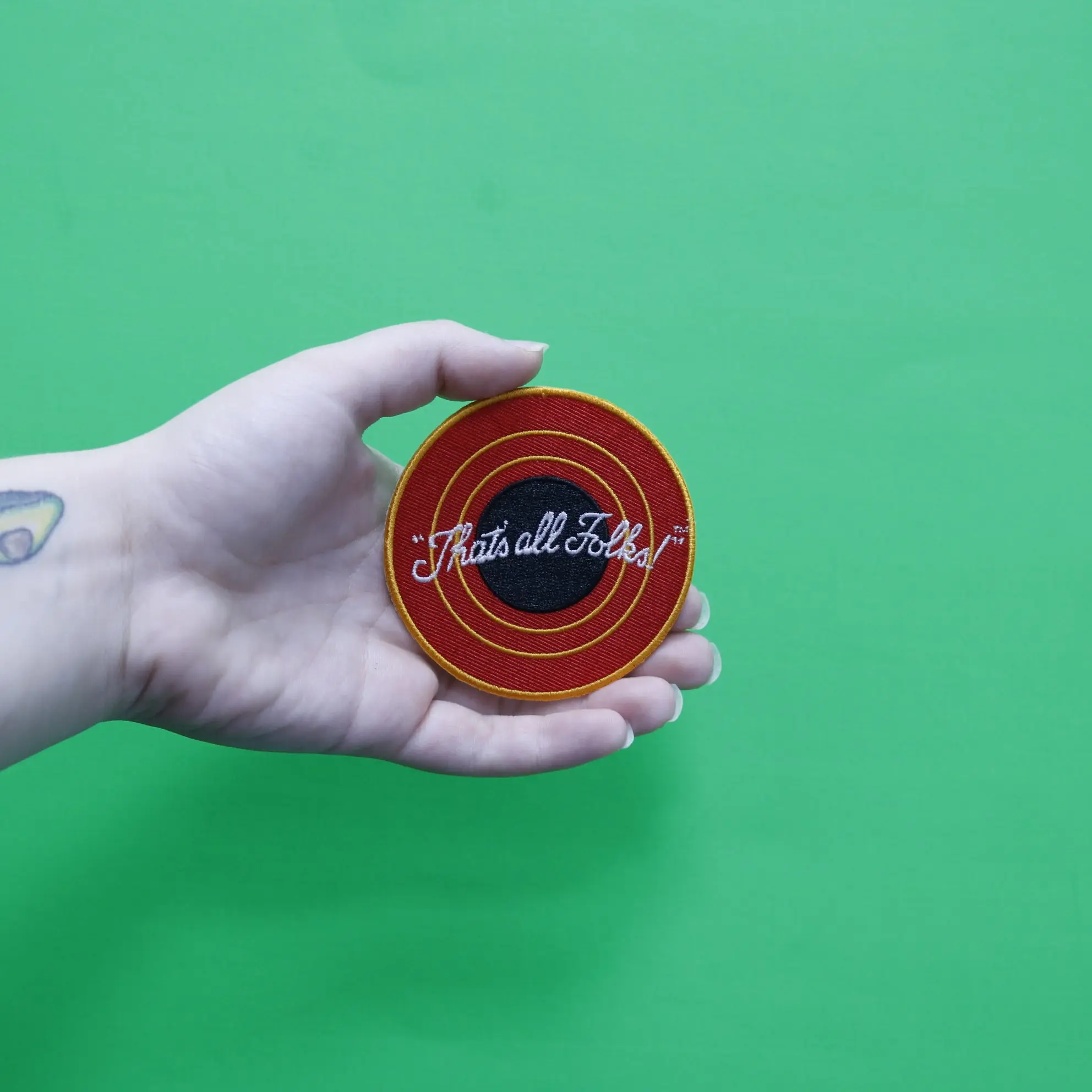 Official Looney Tunes "That's all Folks!" Round Logo Embroidered Iron On Patch - Image 3