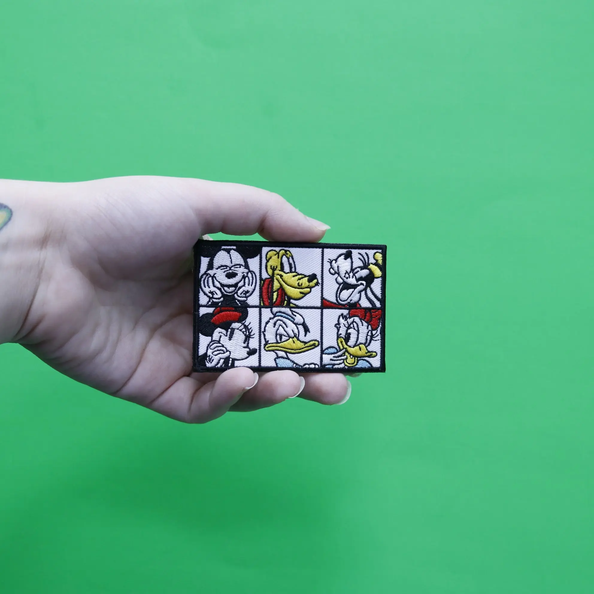 Official Mickey Mouse Classic Characters Squares Embroidered Iron On Patch - Image 3