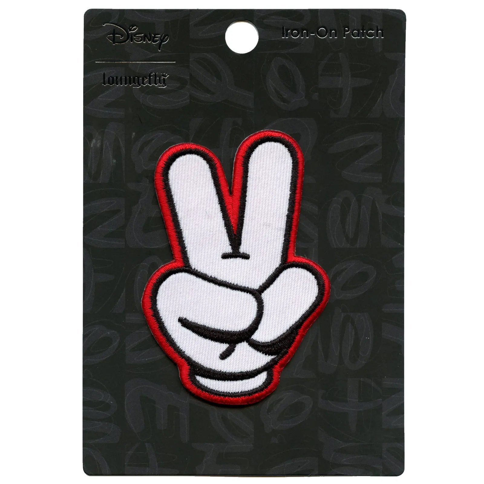 Official Mickey Mouse Glove Peace Sign Embroidered Iron On Patch - Image 2