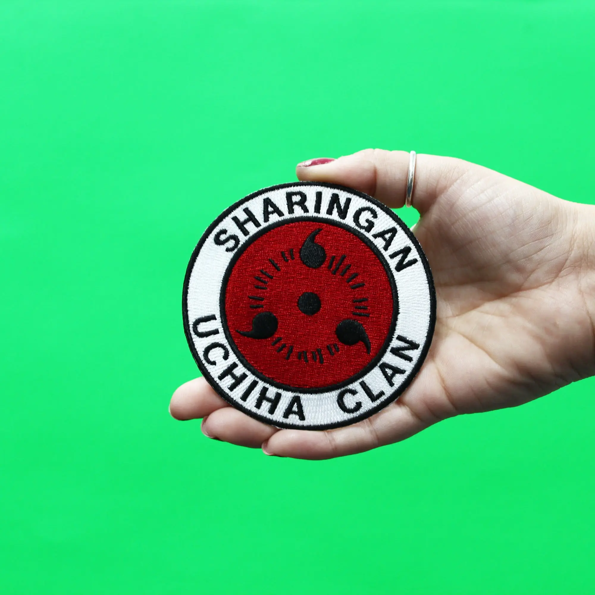 Official Naruto Shippuden Sharingan Patch Uchiha Clan Eye Embroidered Iron On - Image 2