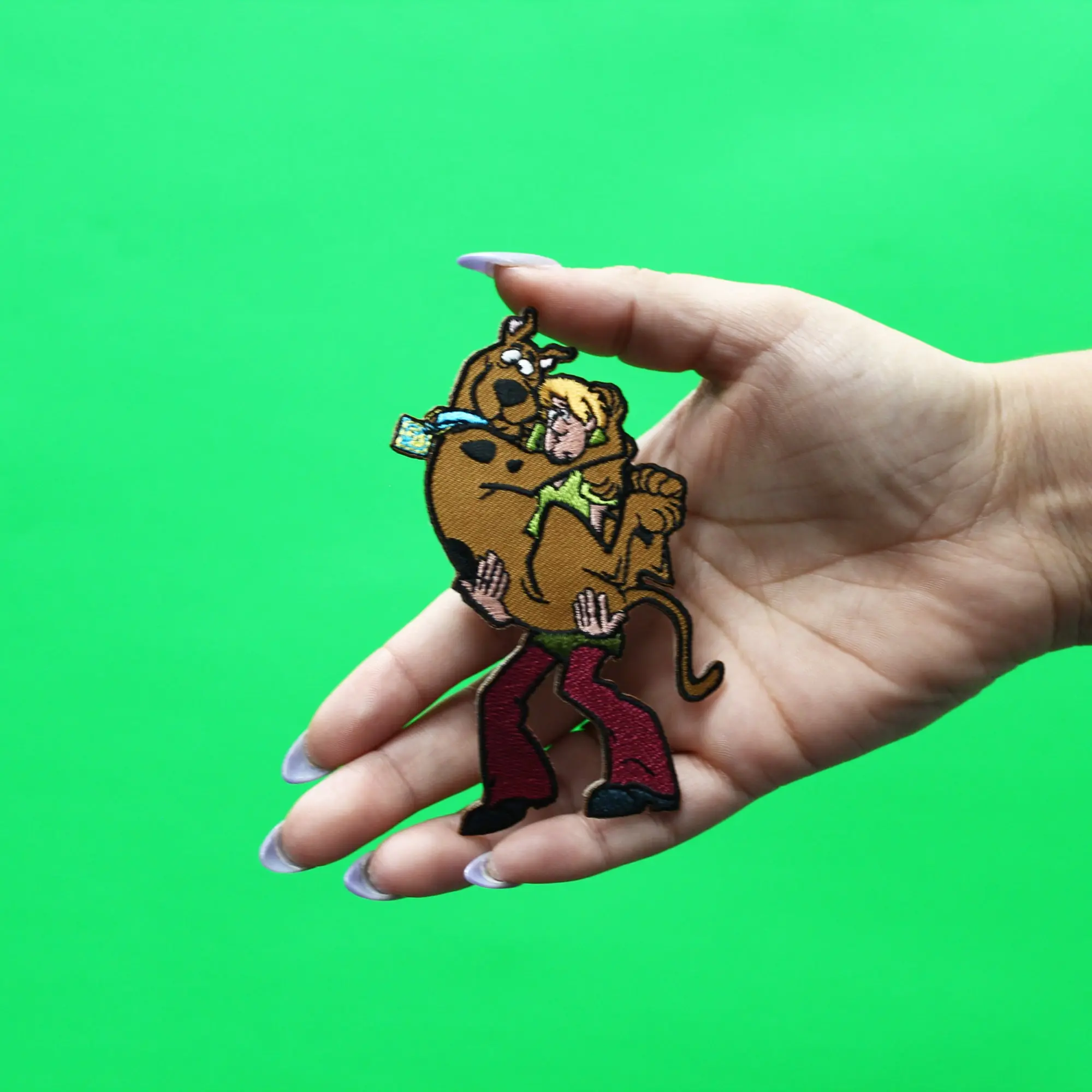 Official Scooby-Doo! Patch Shaggy Holding Scooby Embroidered Iron On - Image 2