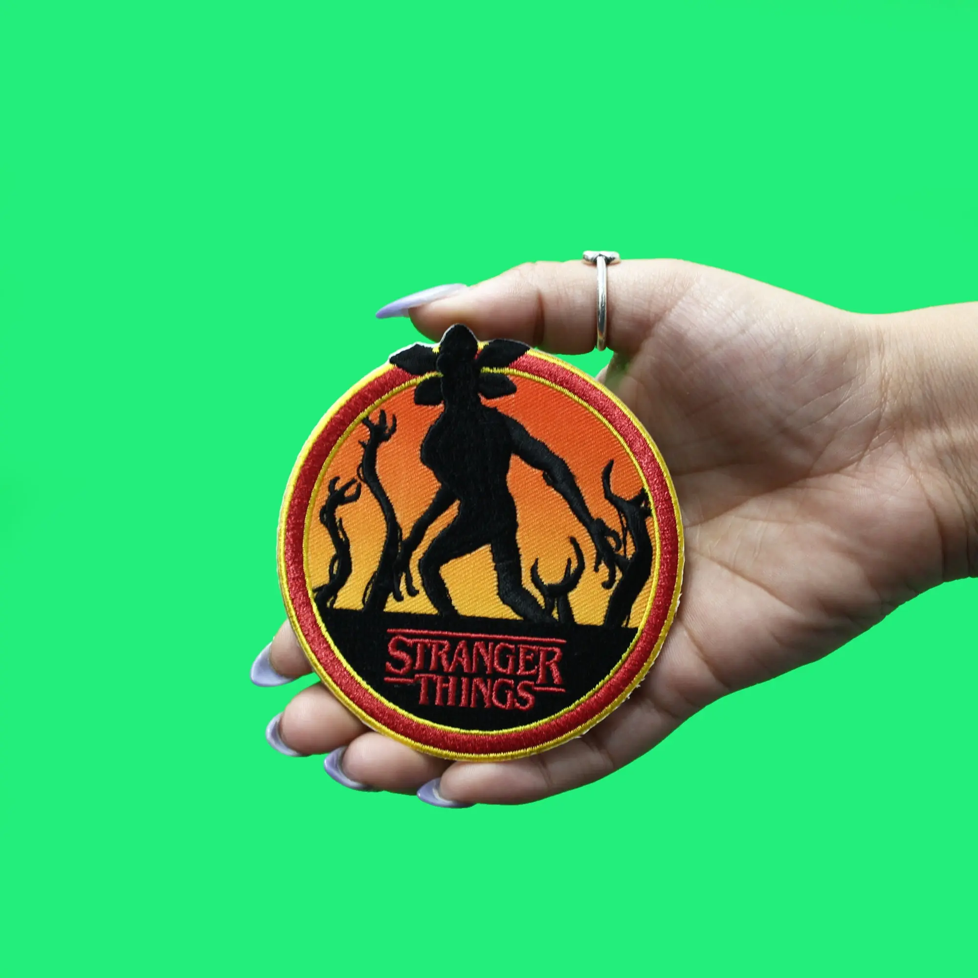 Official Stranger Things Patch Demogorgon Logo Embroidered Iron On - Image 2